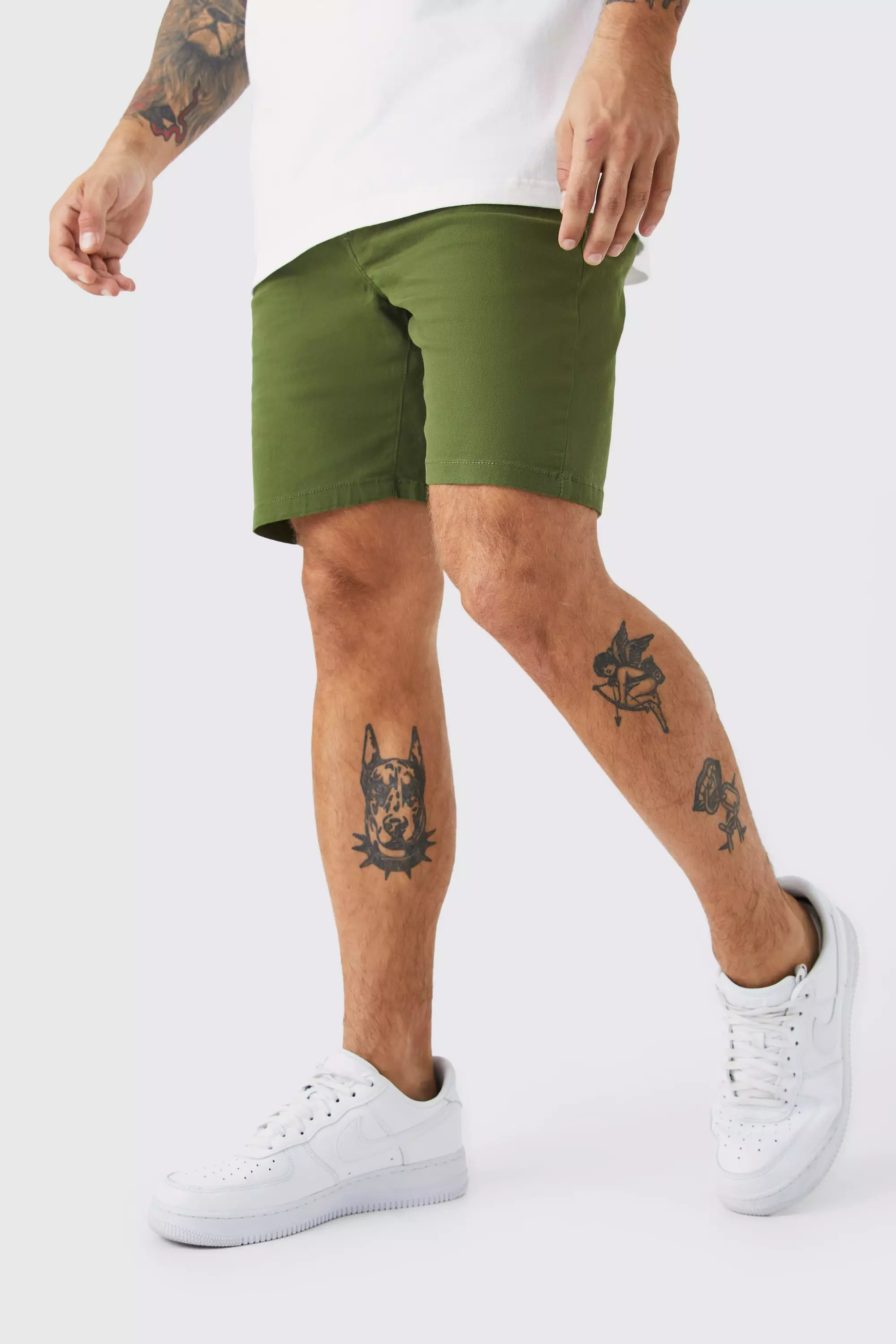 Stretch Skinny Fixed Waist Chino Short