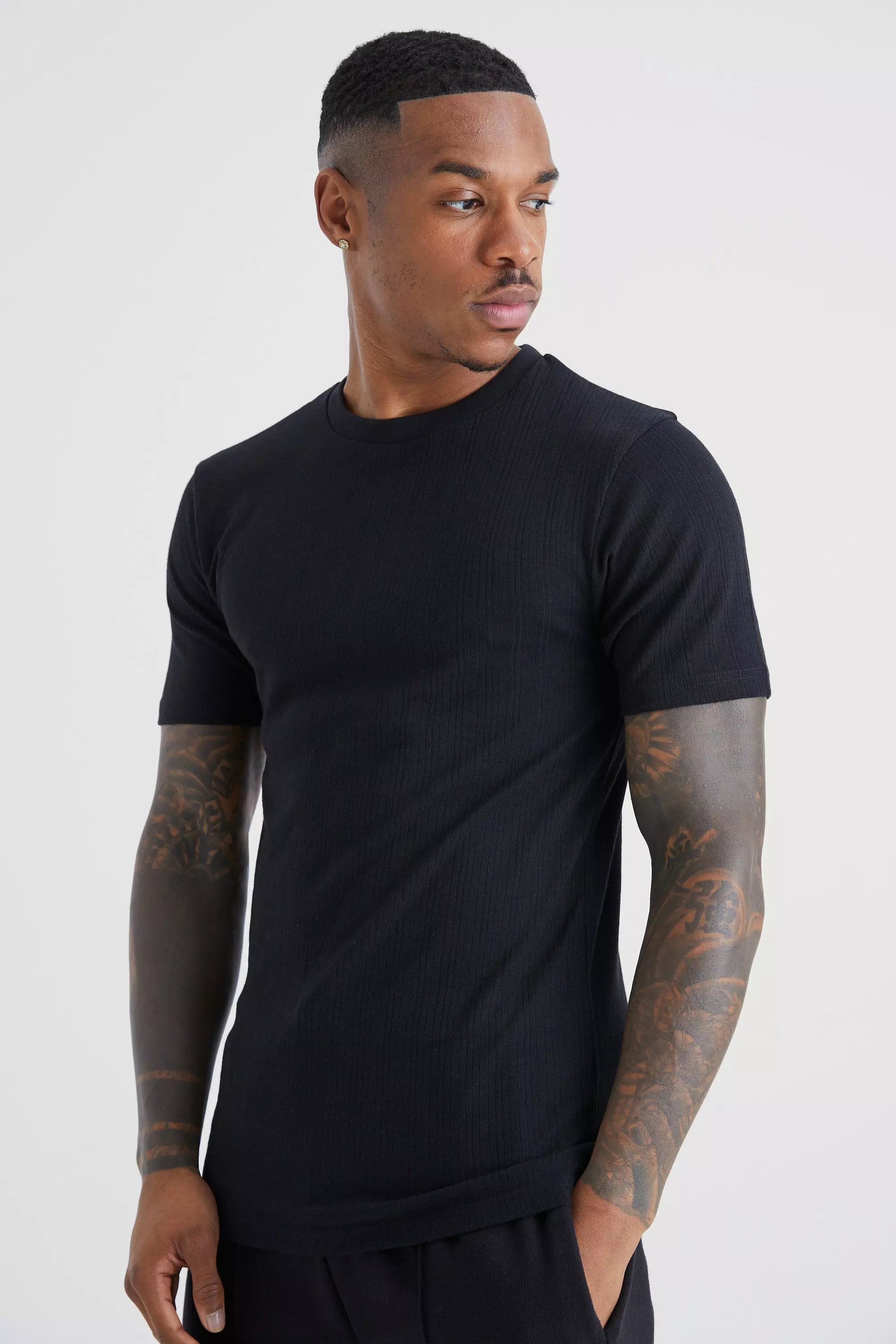 Muscle Fit Ribbed T-shirt