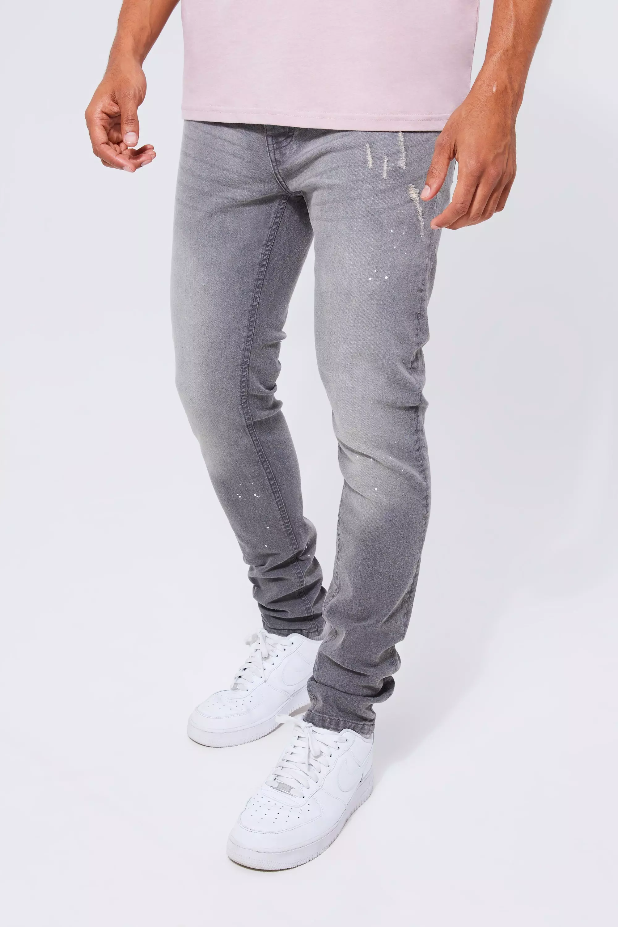 Grey skinny stretch jeans 2024 mens