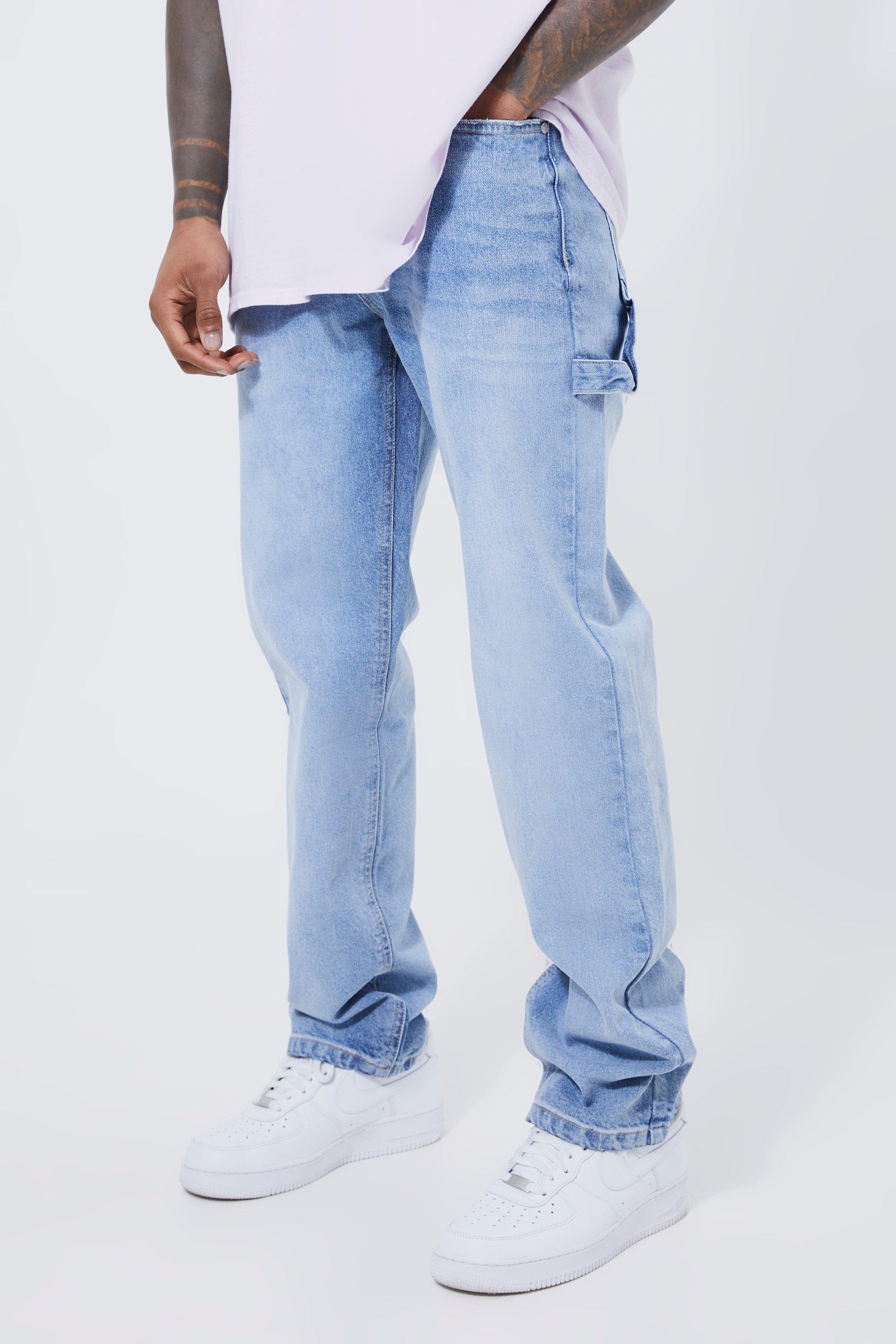 Mens Blue Relaxed Fit Carpenter Jeans, Blue
