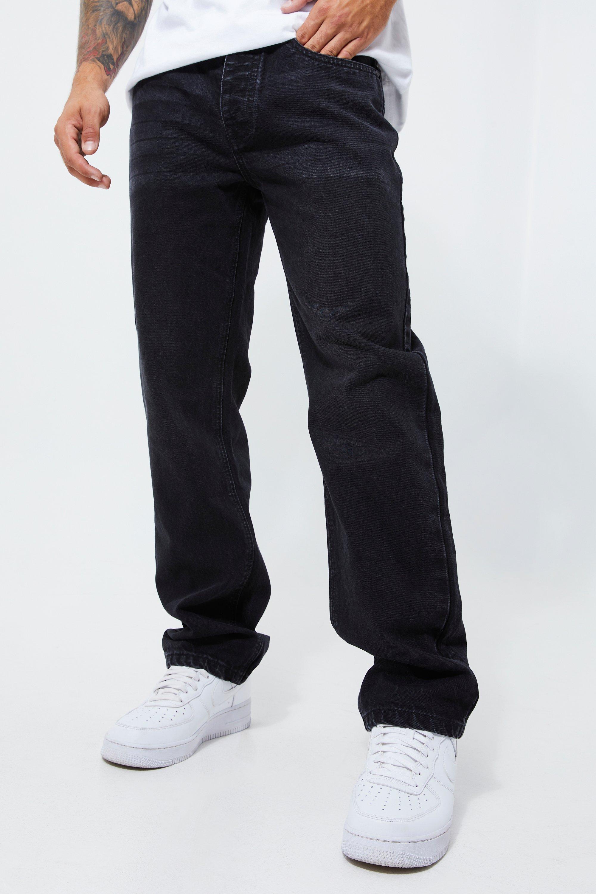 Mens Grey Relaxed Rigid Jeans, Grey