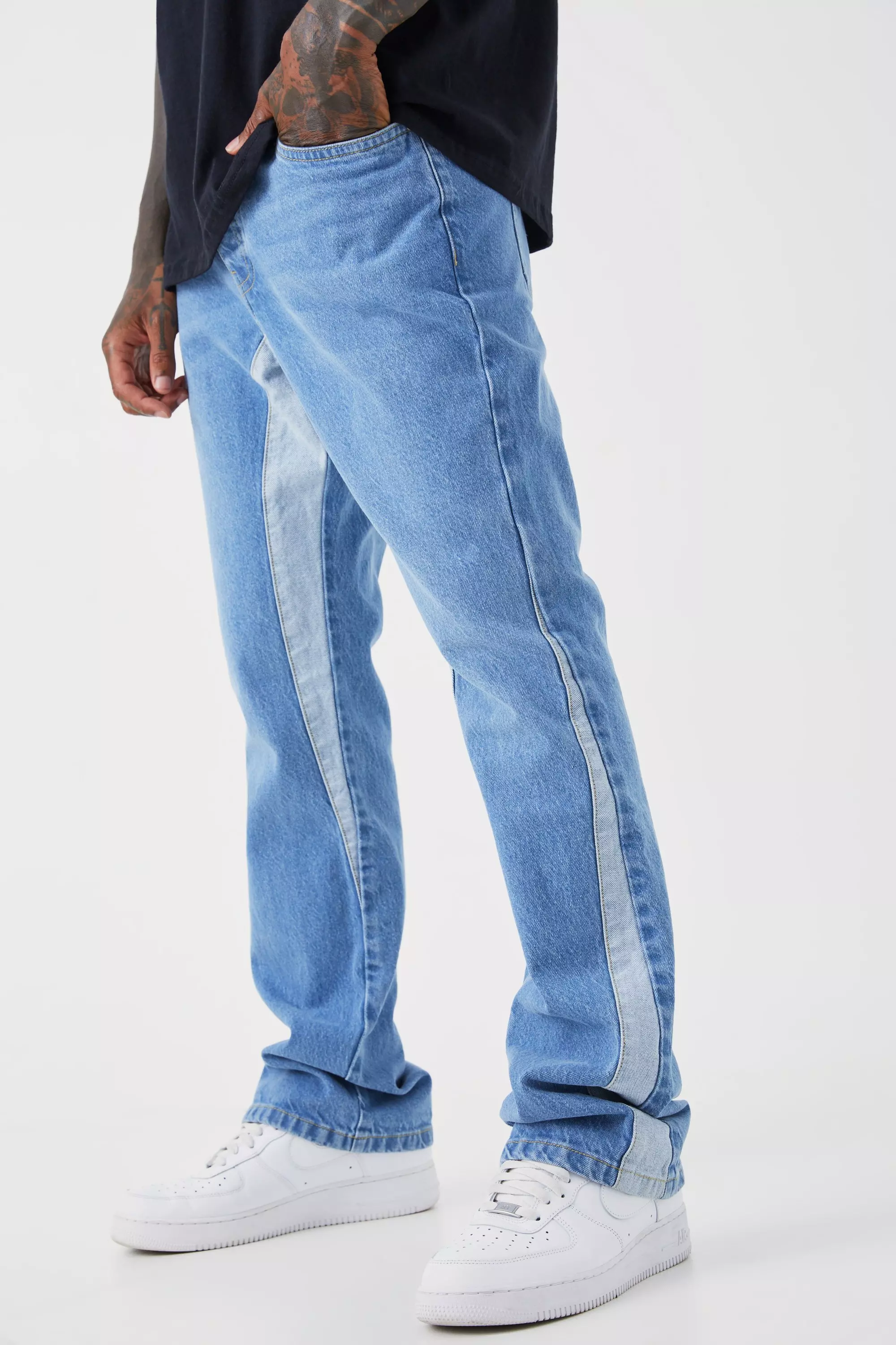 Carpenter Panelled Flare Fit Jeans - Brown, Mens Denim