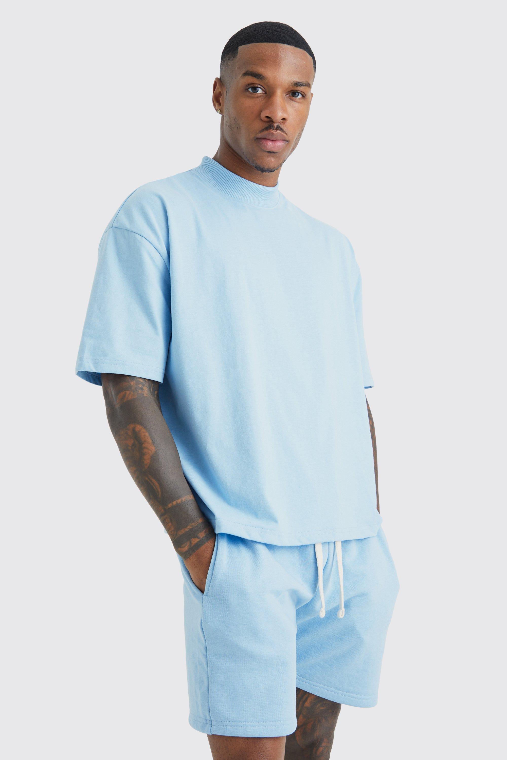 Image of Set T-shirt corta oversize & pantaloncini, Azzurro