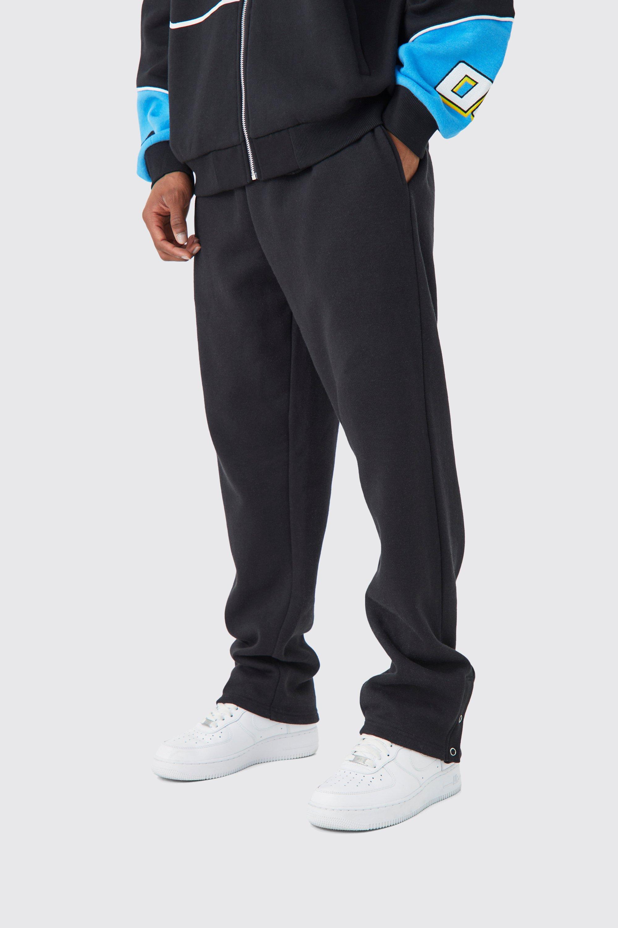 Image of Pantaloni tuta Basic Regular Fit con spacco sul fondo, Nero
