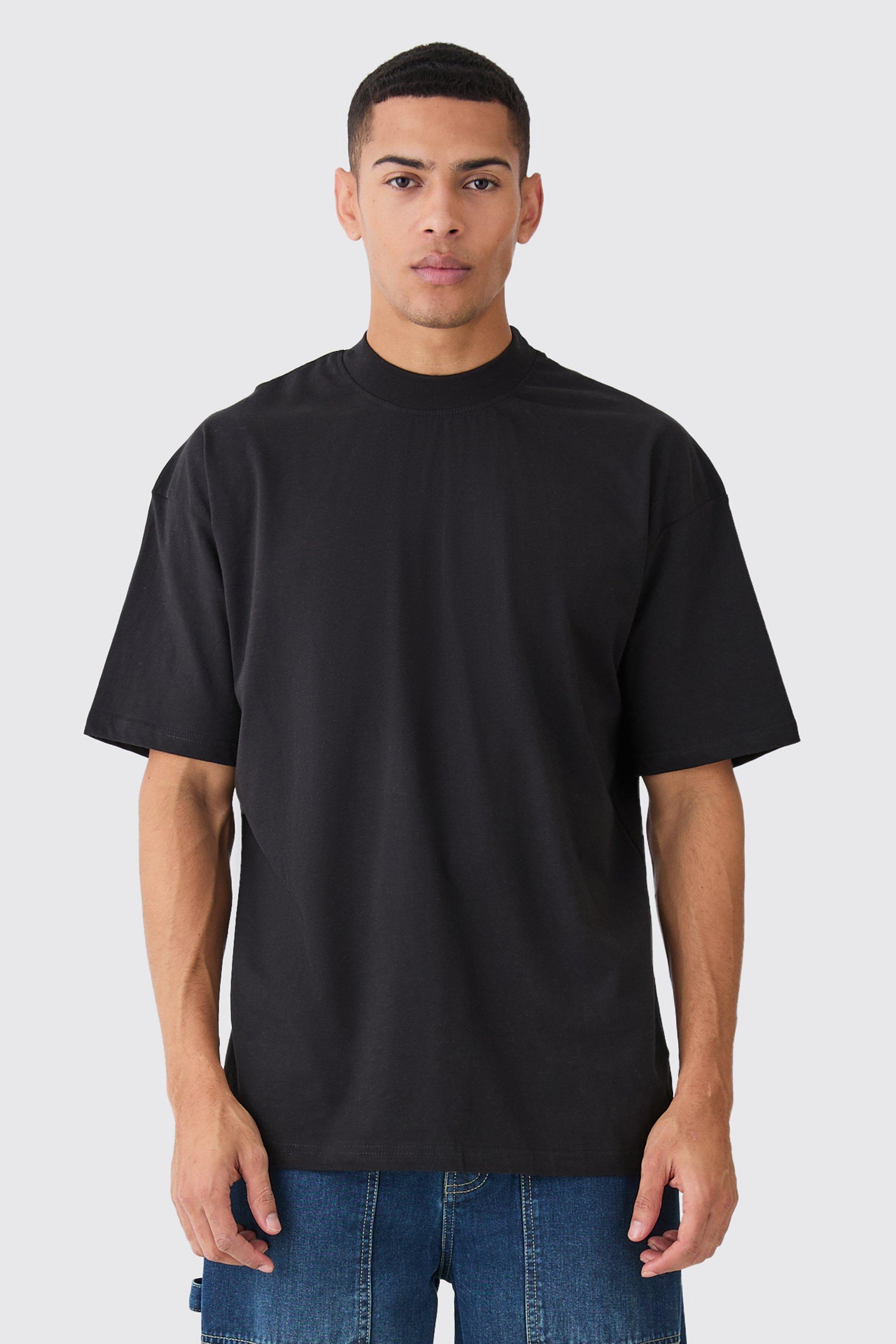 Image of T-shirt Basic oversize con girocollo esteso, Nero