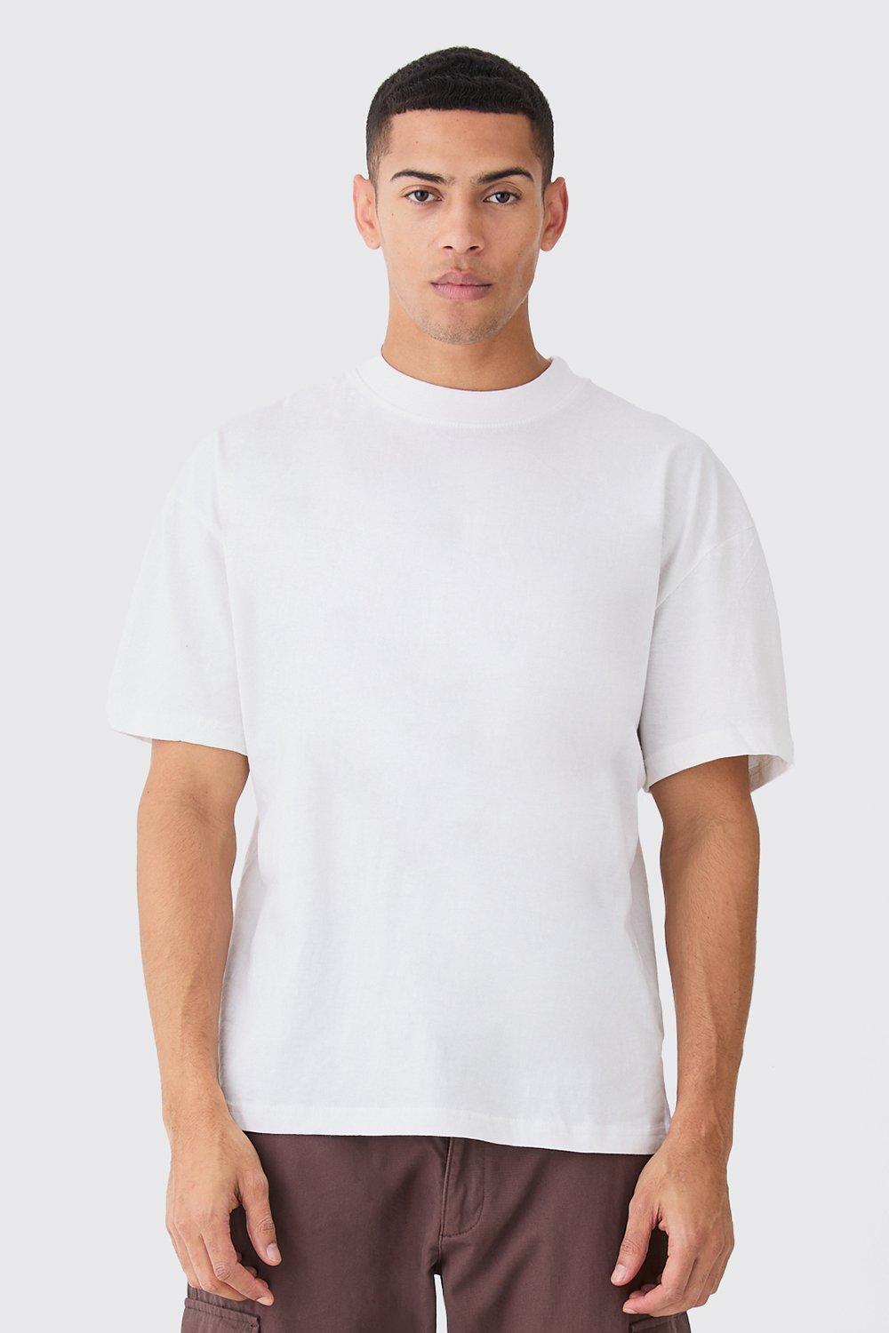 Image of T-shirt Basic oversize con girocollo esteso, Bianco