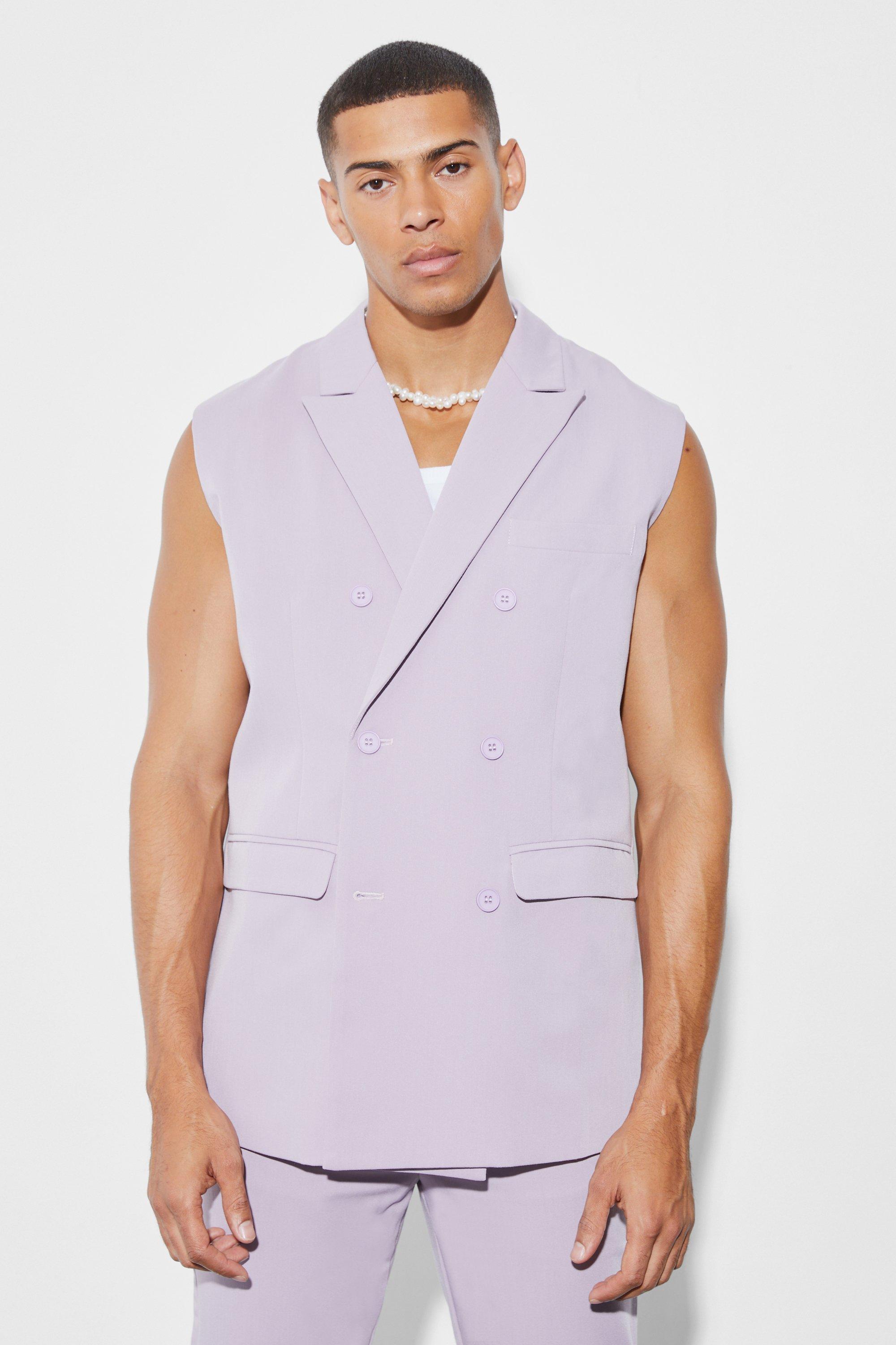 veste de costume large sans manches homme - violet - 36, violet