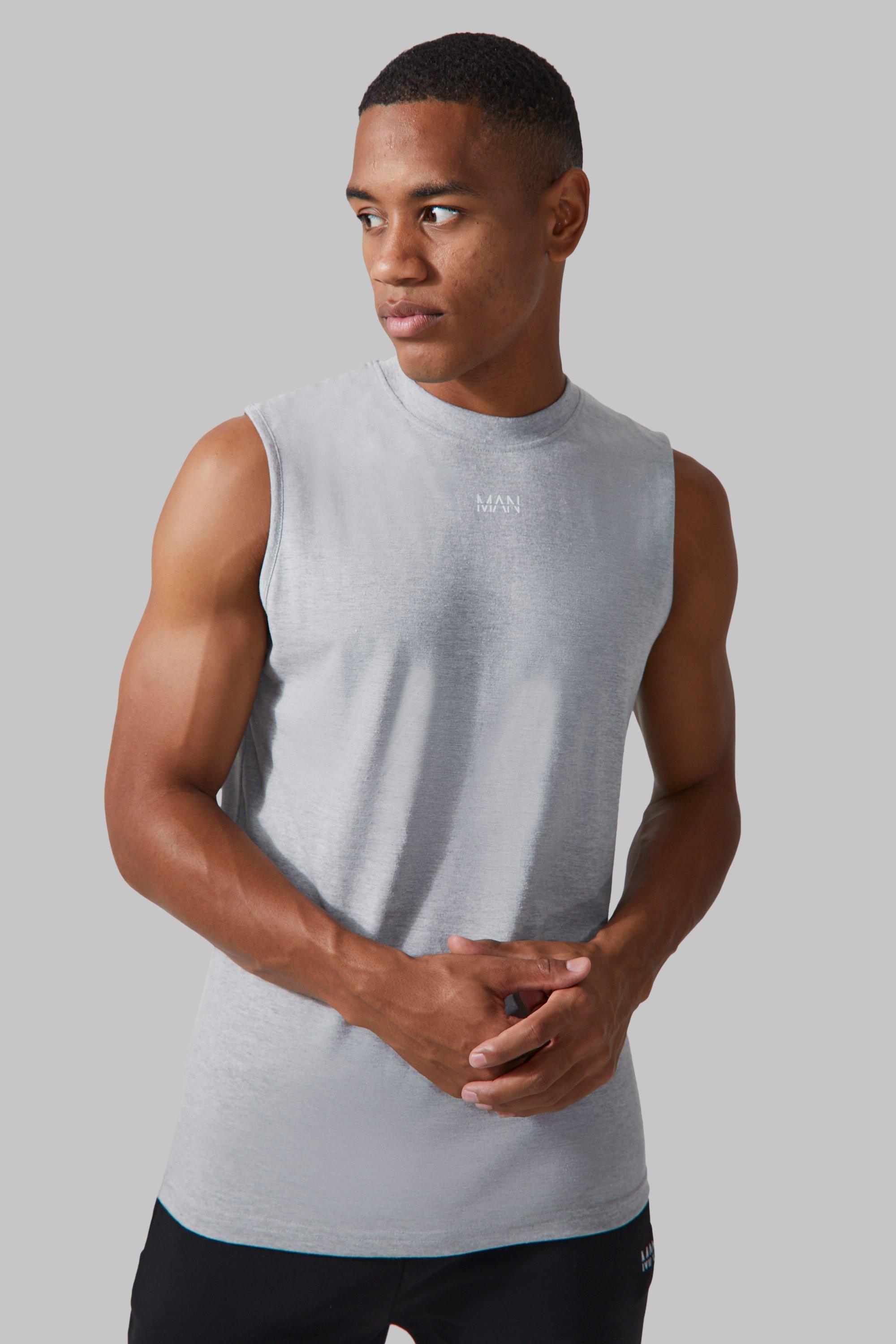 womens man active gym basic vest - grey - l, grey