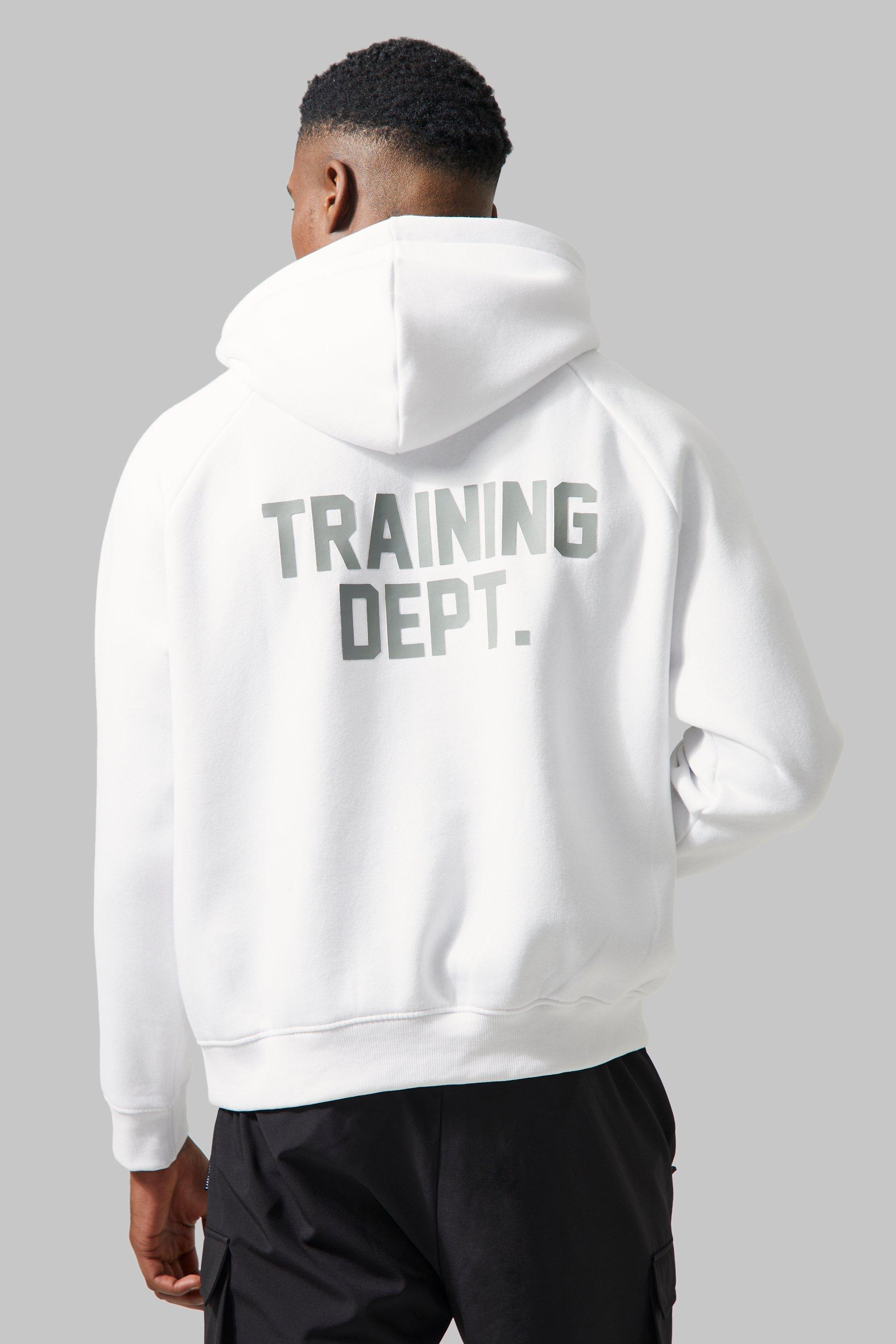 Mens White Man Active Training Dept Boxy Hoodie, White