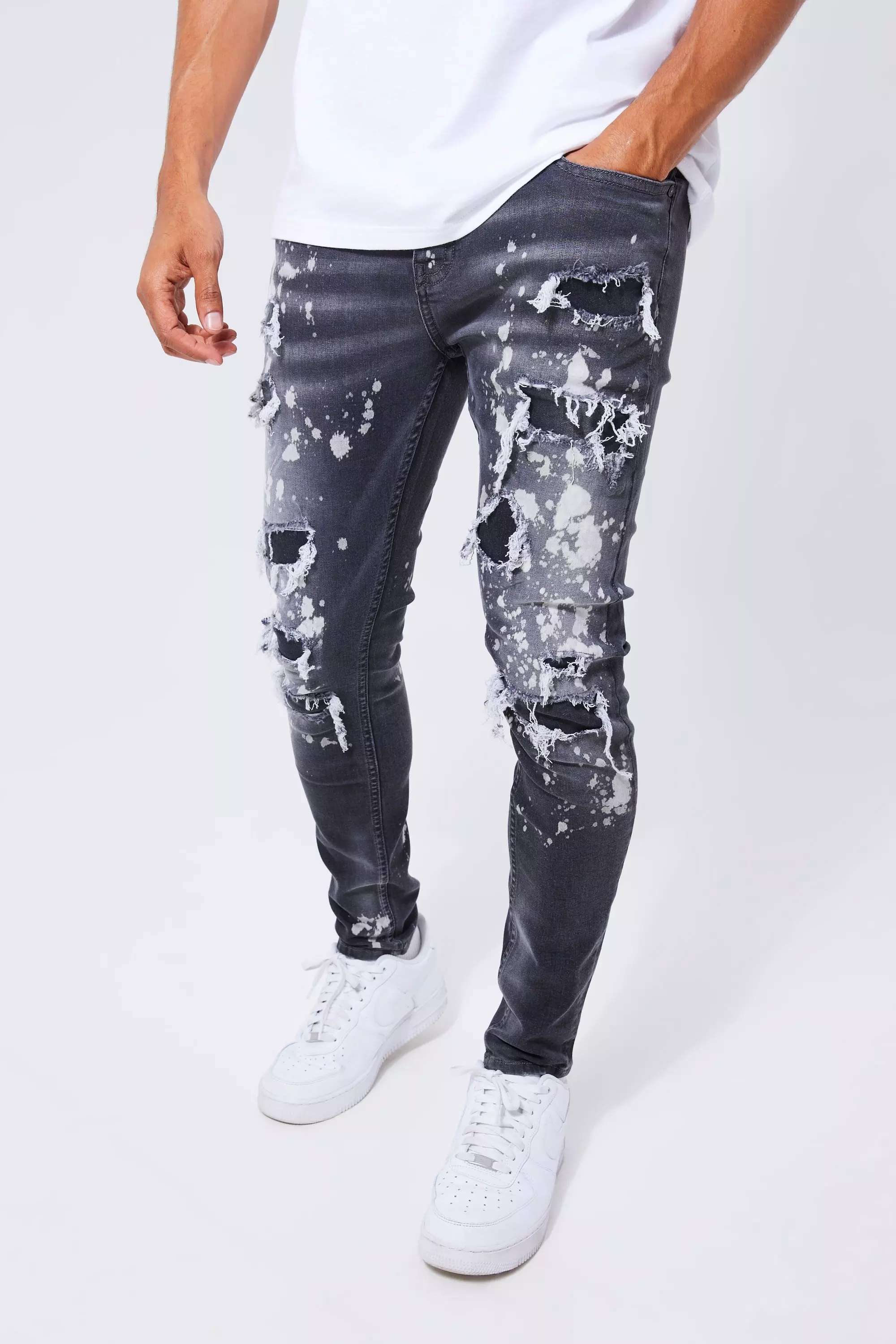 Bleached hot sale distressed jeans