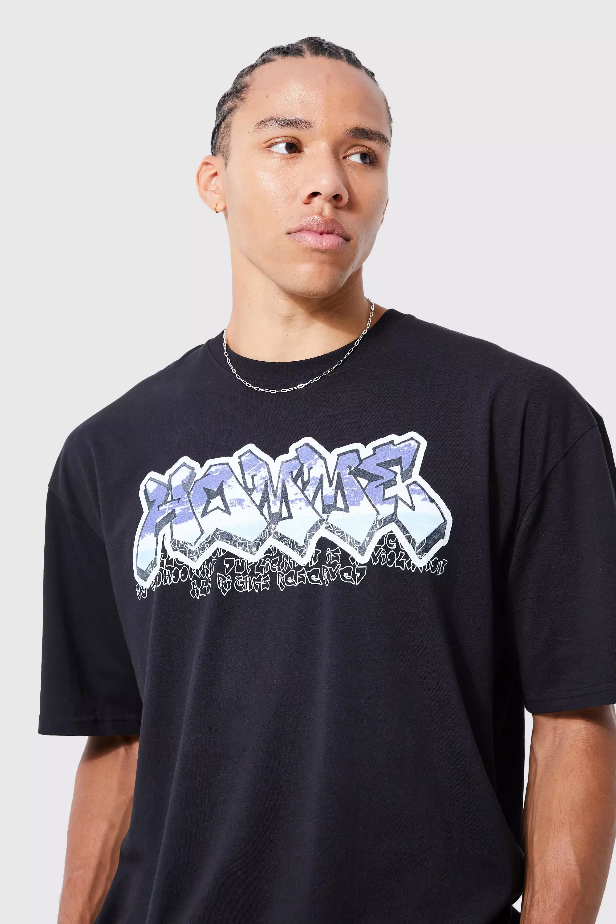 Tall Oversized Homme Graffiti T shirt