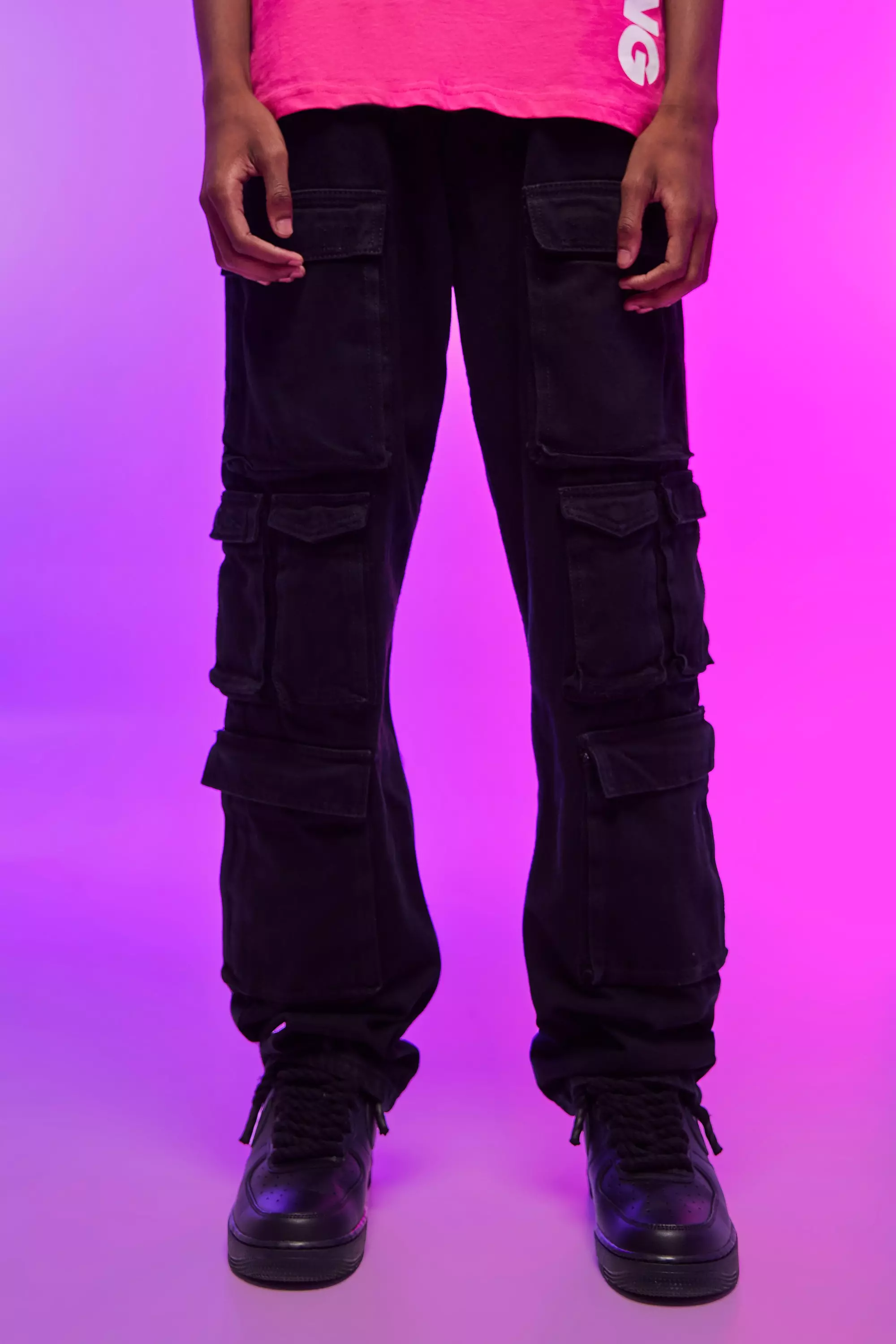 Loose Fit Cargo Pants - Dark purple - Men