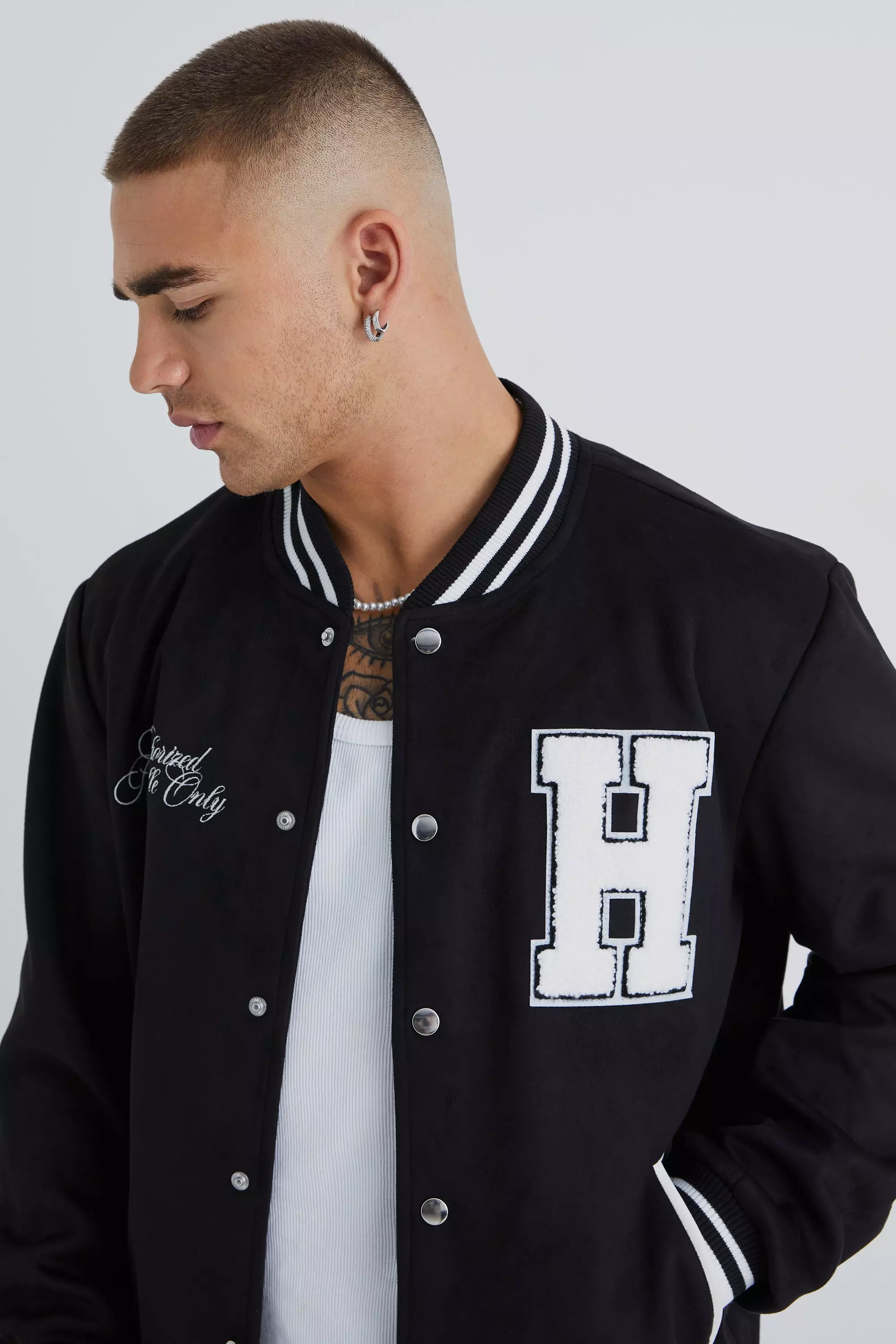 Suede letterman jacket sale