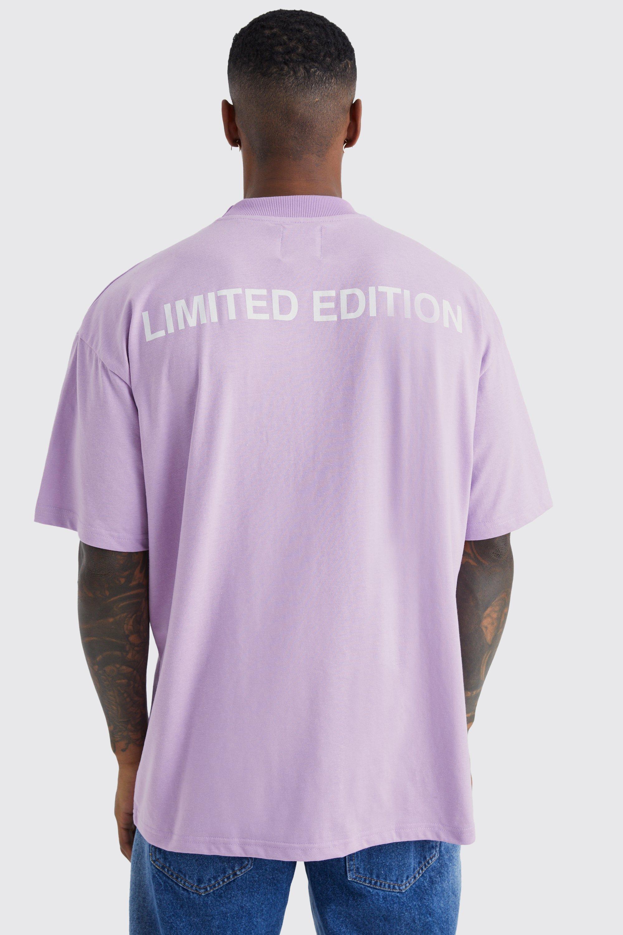Mens Purple Oversized Extended Neck Limited T-shirt, Purple