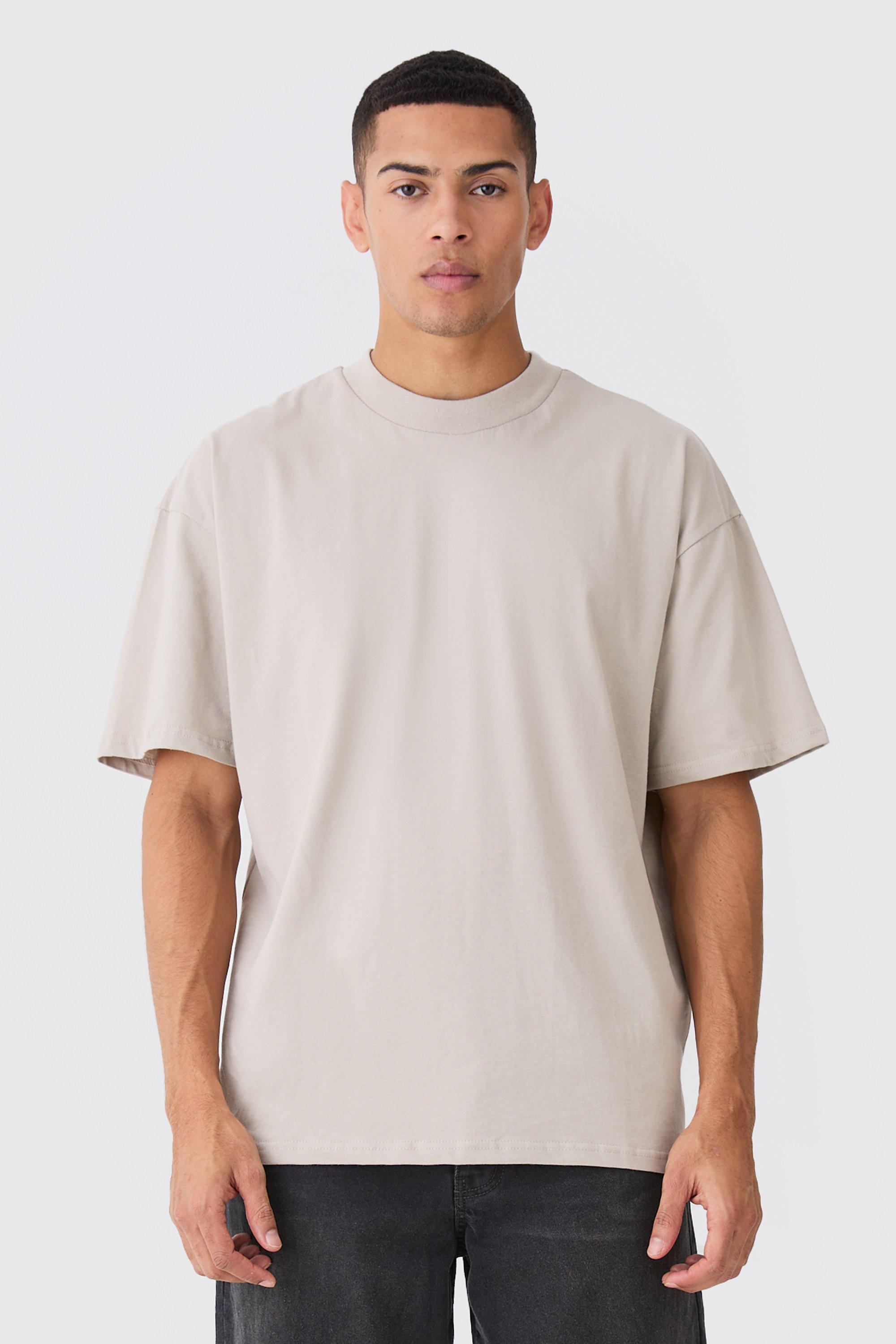 Image of T-shirt oversize pesante con girocollo esteso, Bianco