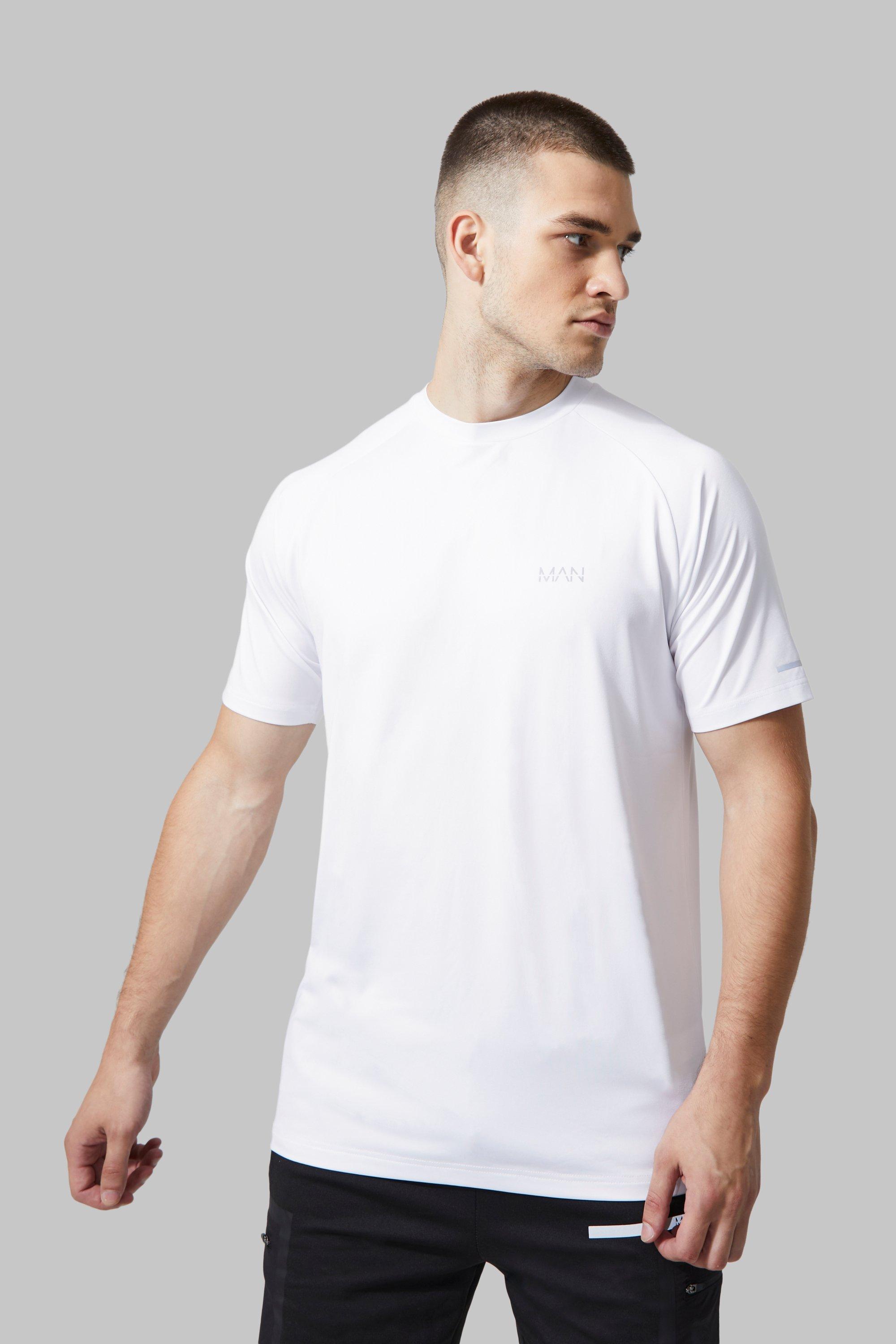 Mens White Tall Man Active Gym Raglan T-shirt, White