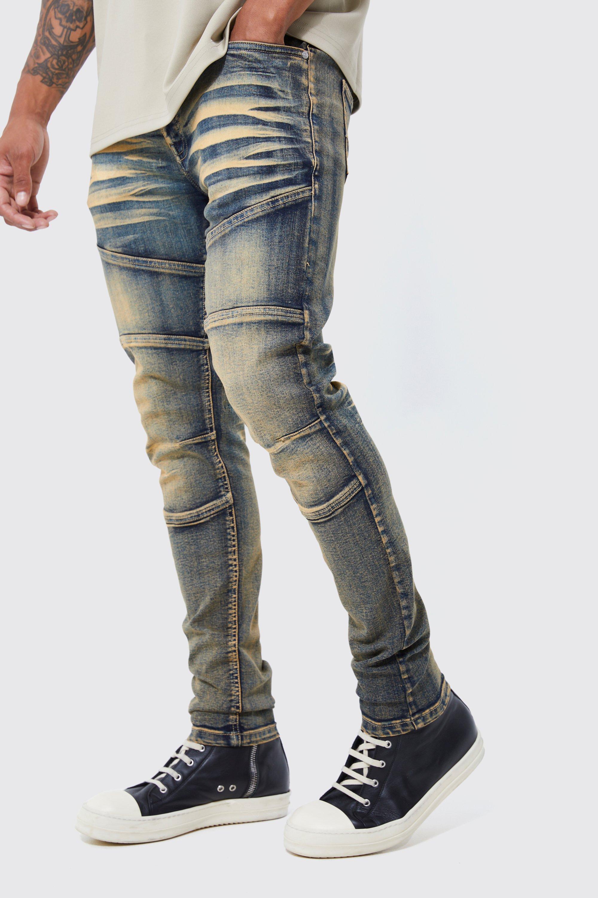 Image of Jeans Skinny Fit Stretch con pannelli colorati, Azzurro