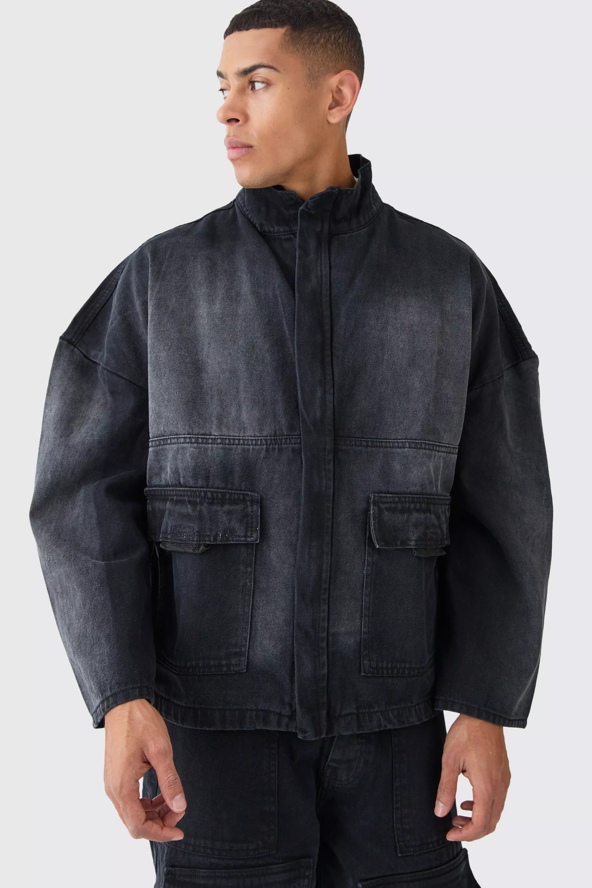 Mens oversized clearance denim jacket black