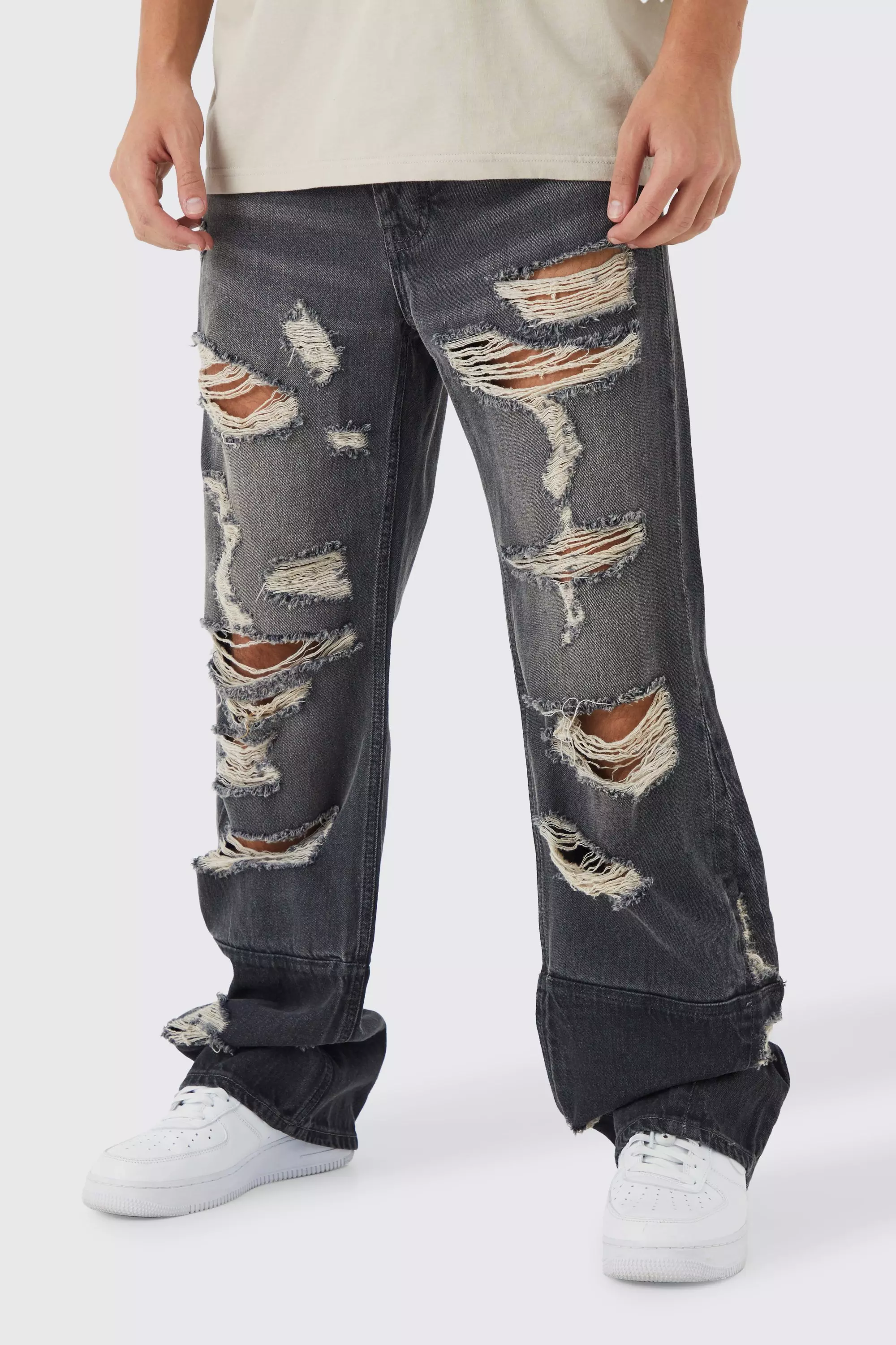 Plus Relaxed Rigid Extreme Ripped Jeans