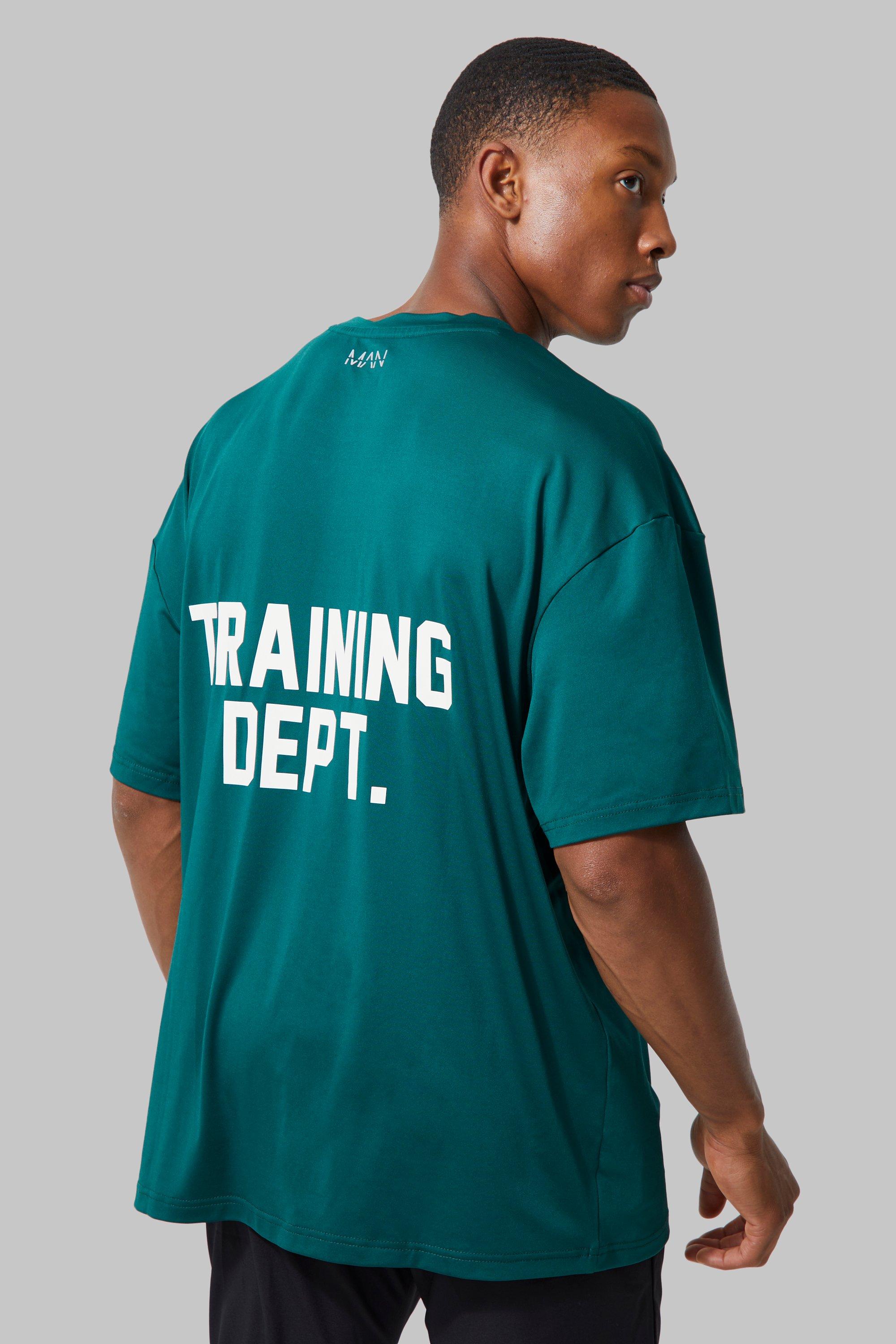 Mens Green Man Active Training Dept Performance Oversized T Shirt, Green