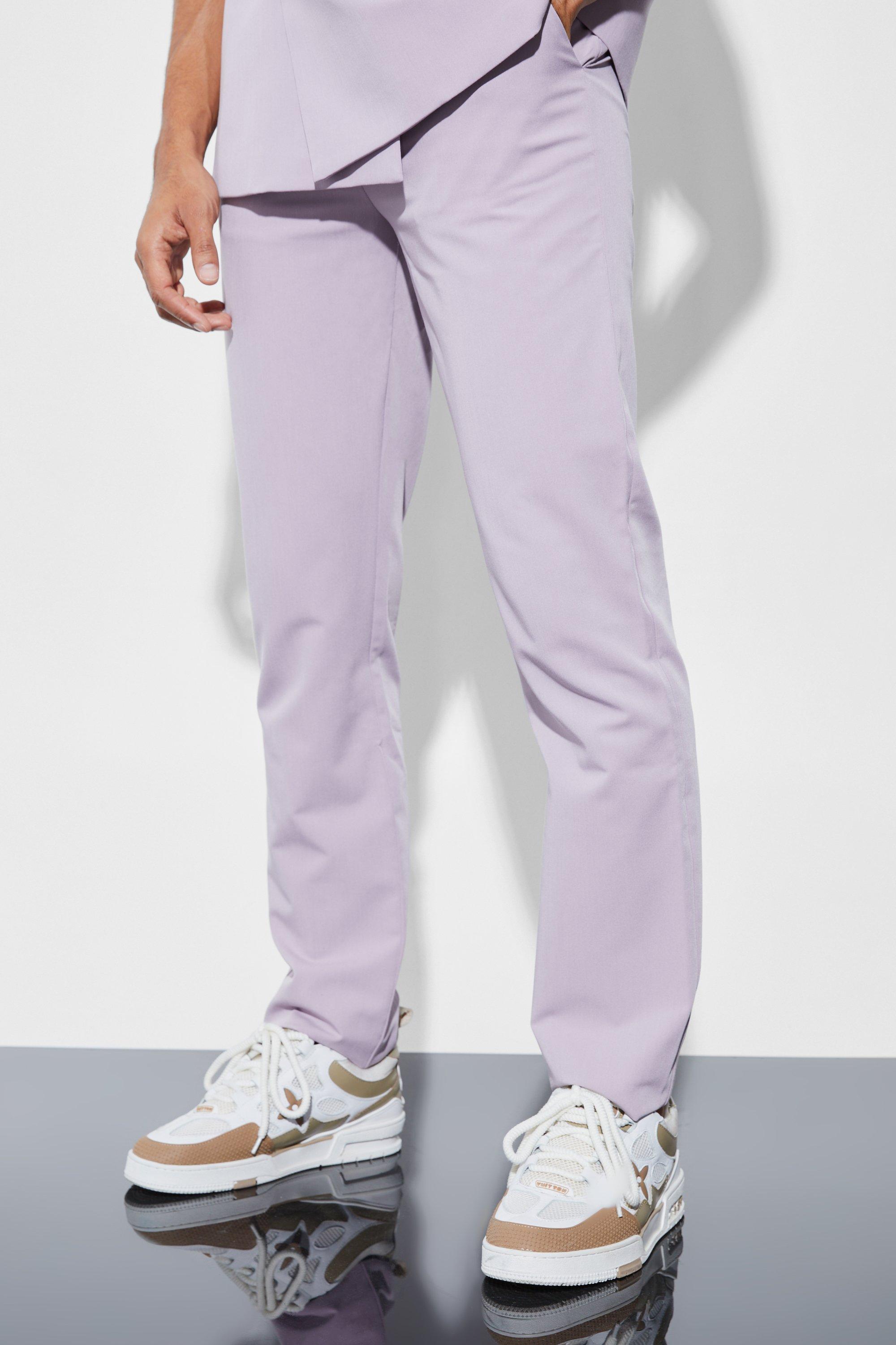 Mens Purple Straight Leg Suit Trousers, Purple
