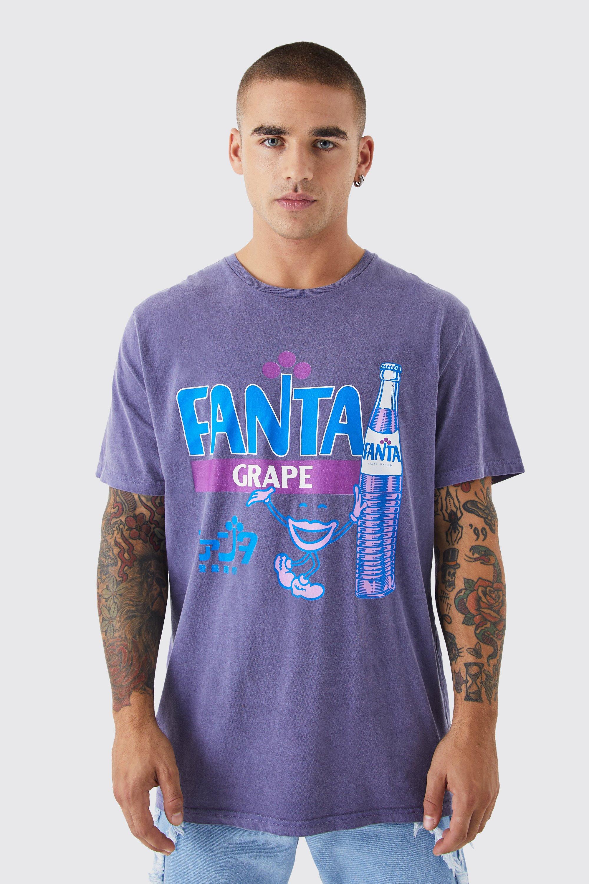 Mens Purple Oversized Fanta Overdye License T-shirt, Purple