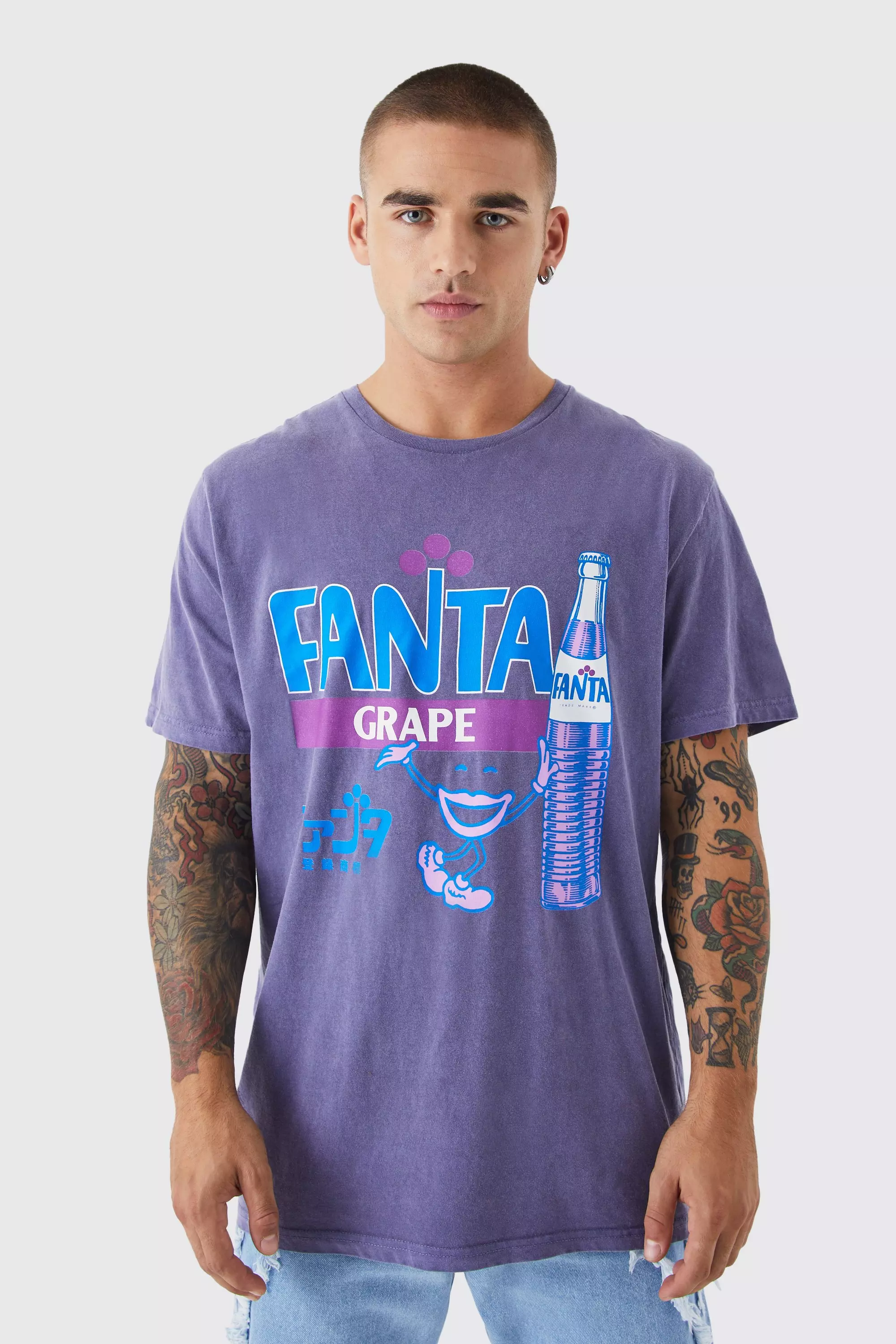 Oversized Fanta Overdye License T shirt boohooMAN USA