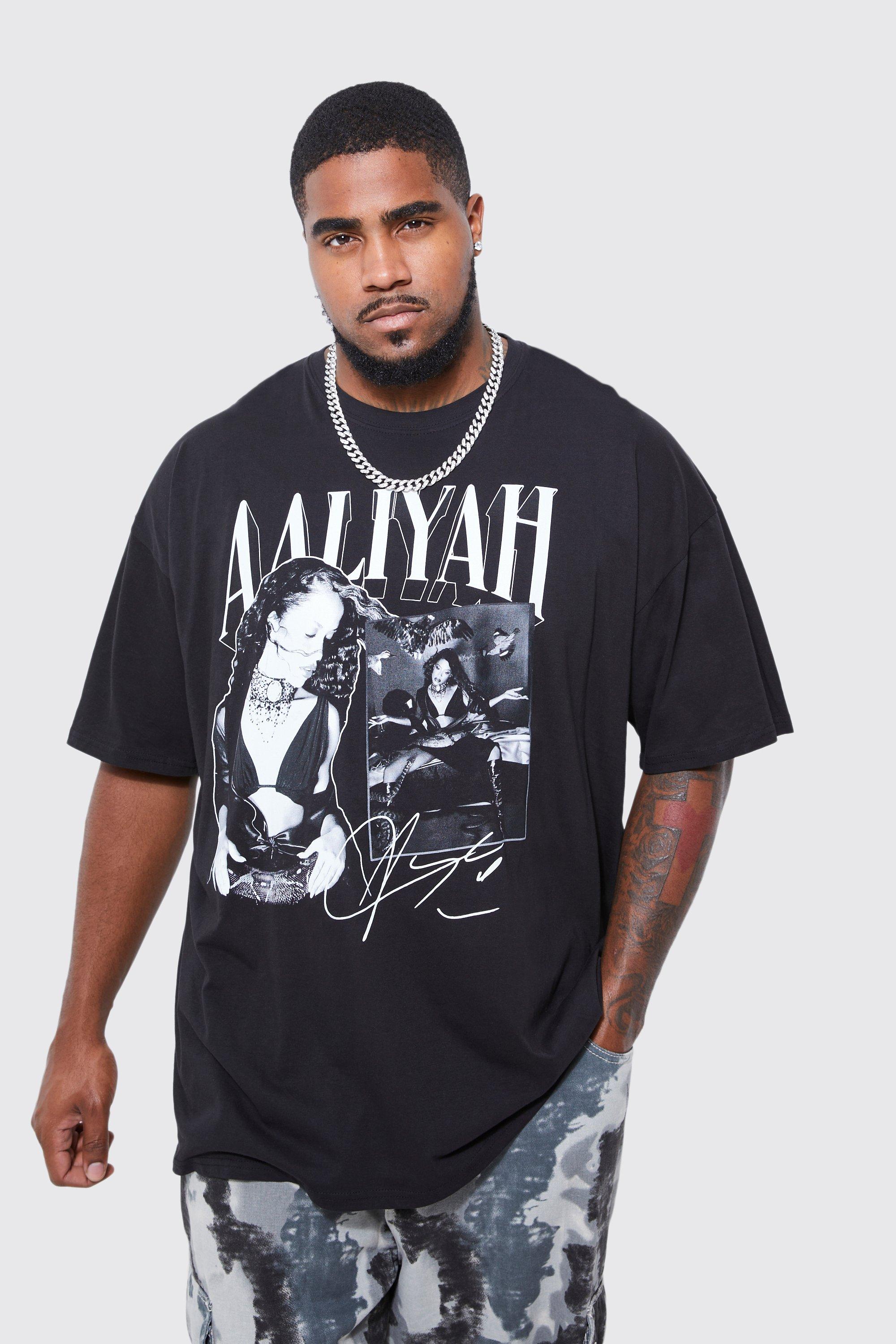 Mens Black Plus Aaliyah License T-shirt, Black