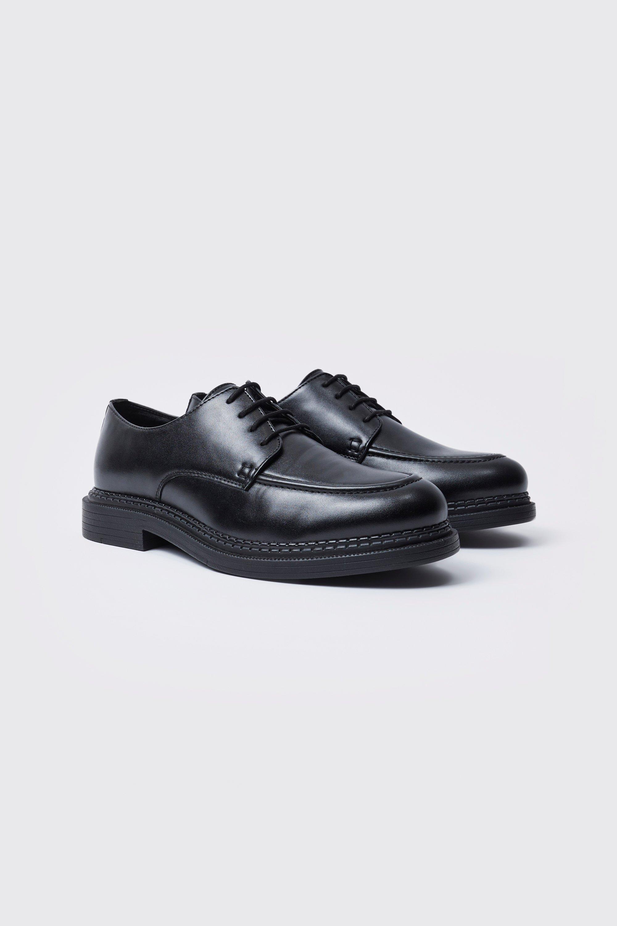 Mens Black Apron Front Smart Shoe, Black
