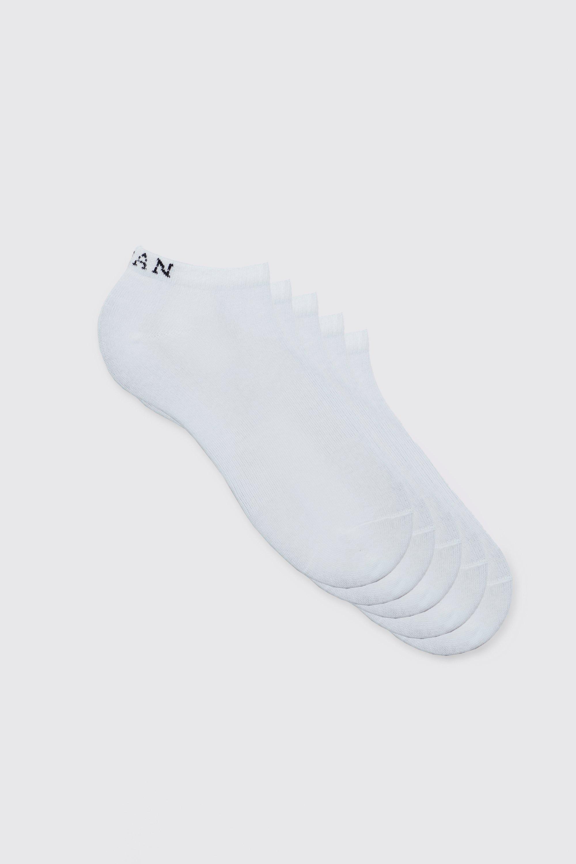 Mens White 5 Pack Man Trainer Socks, White