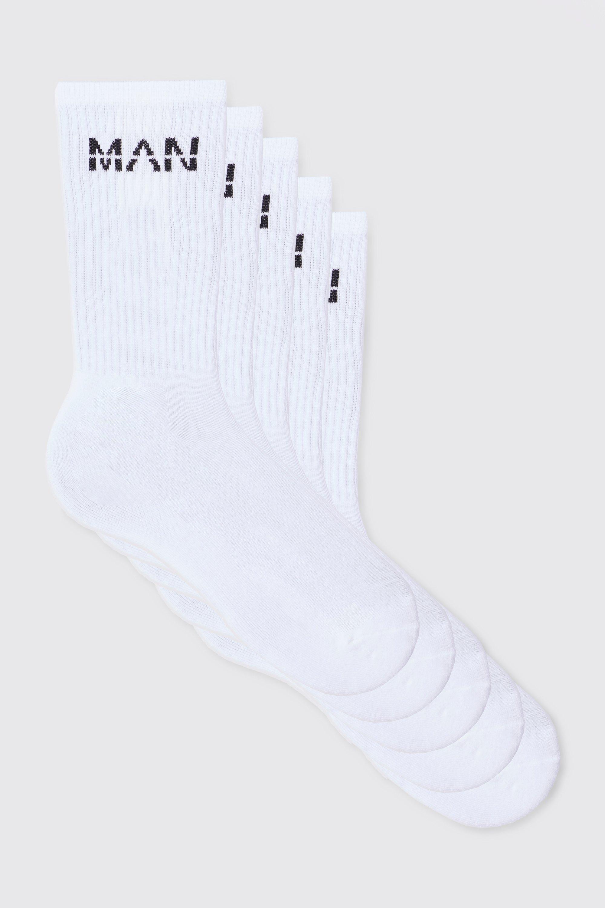 men's 5 pack man sport socks - white - one size, white