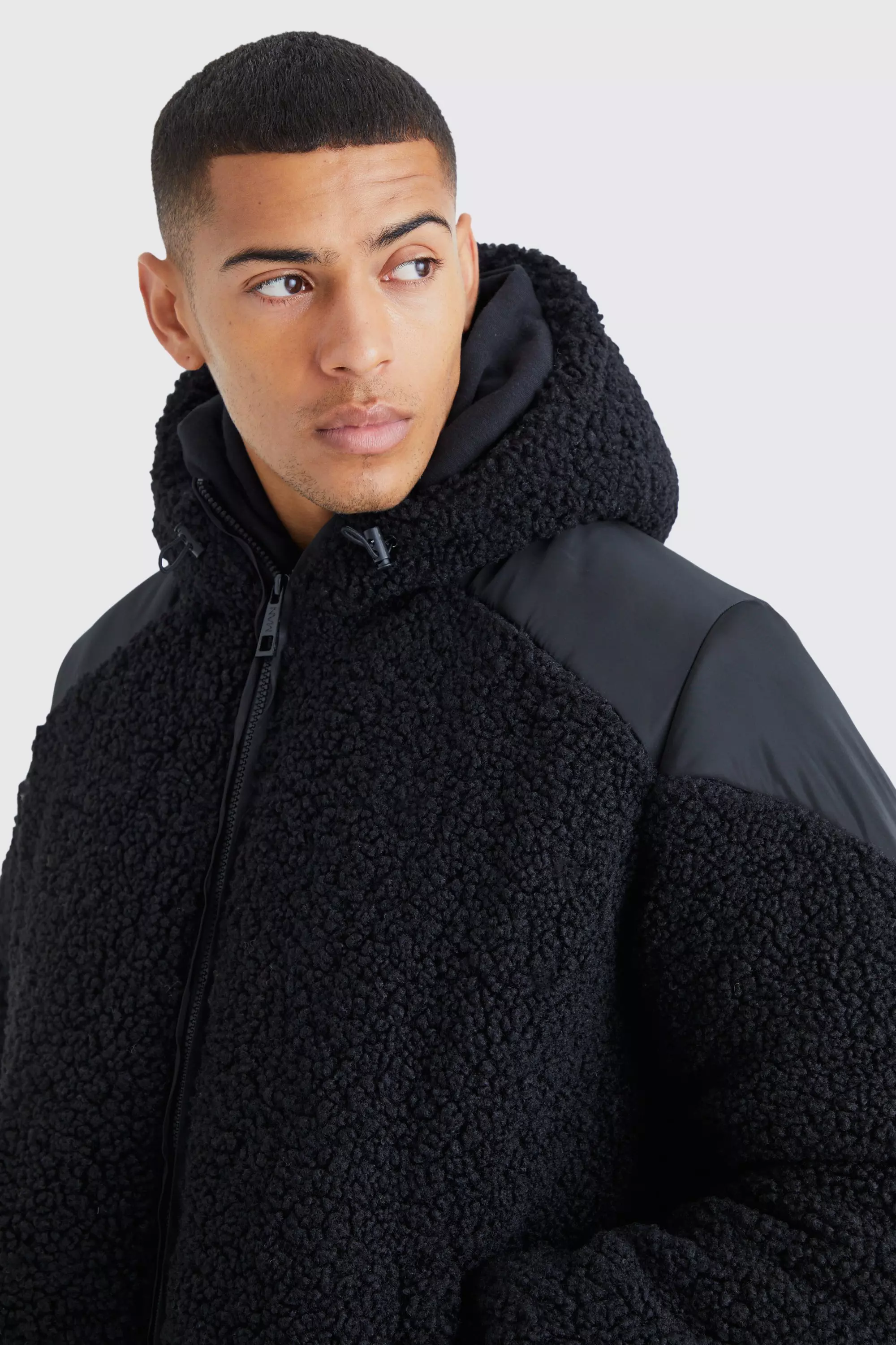 ASOS DESIGN nylon parka with fur hood in navy