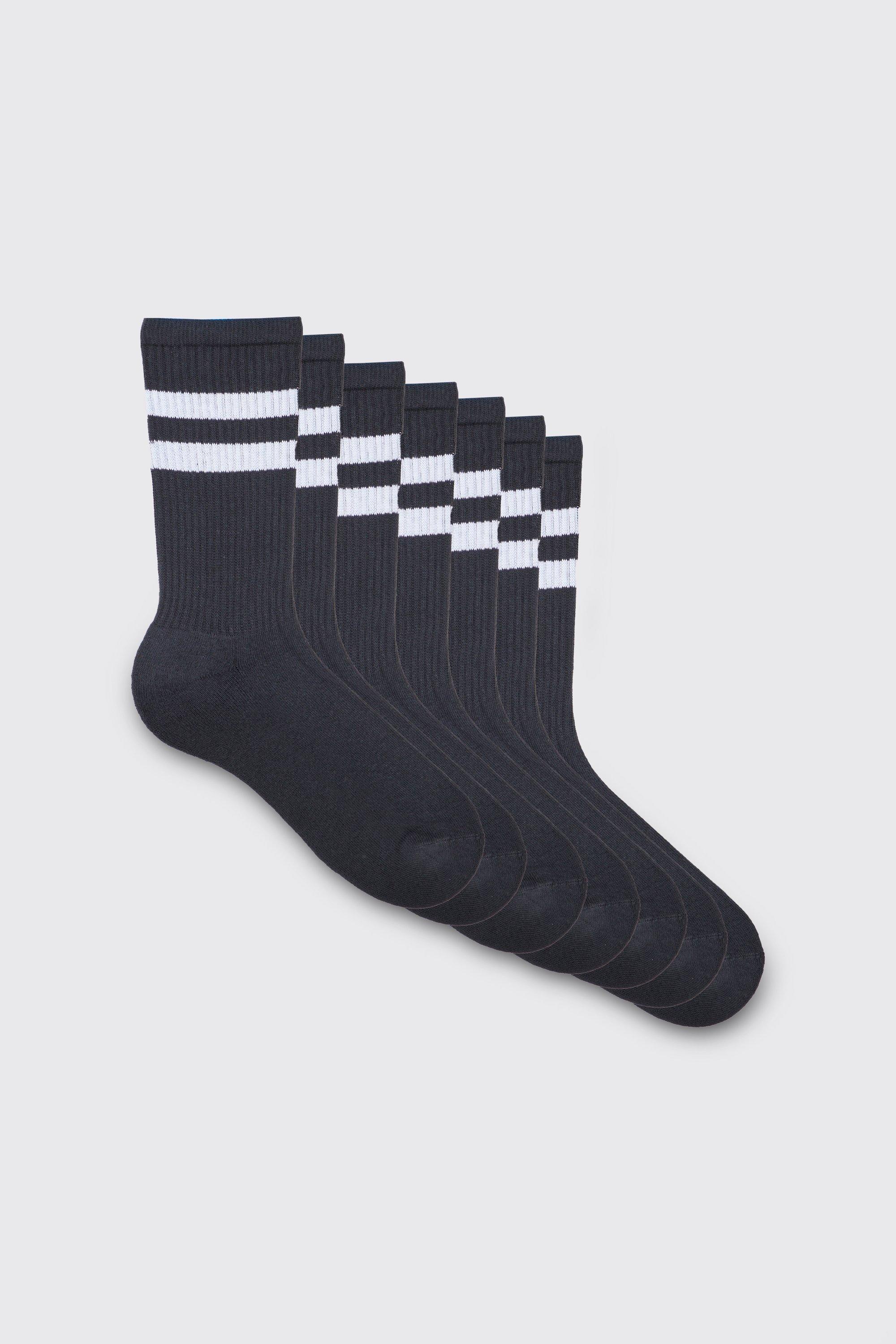 Mens Black 5 Pack Sport Stripe Socks, Black