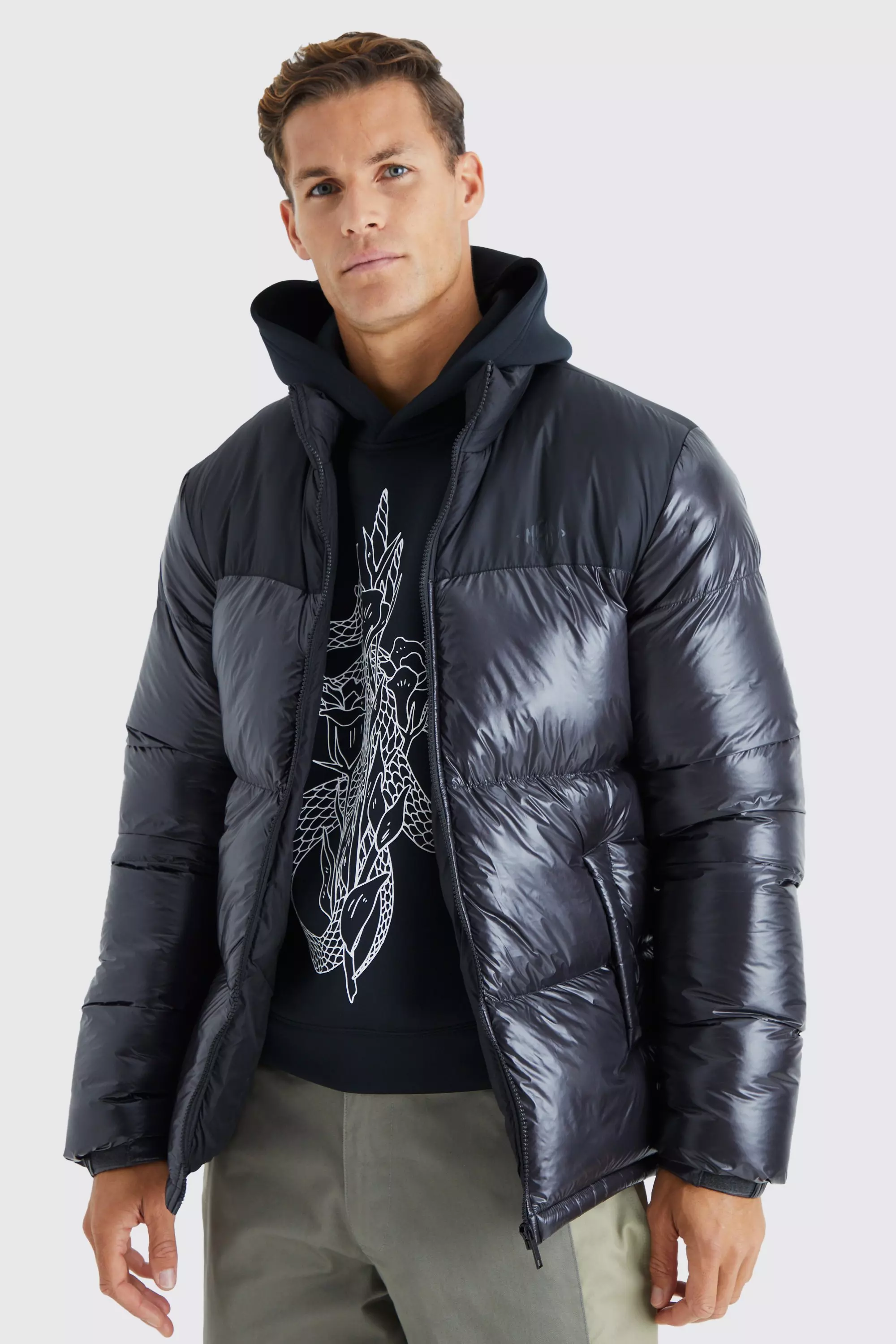 Colour block sale puffer jacket mens