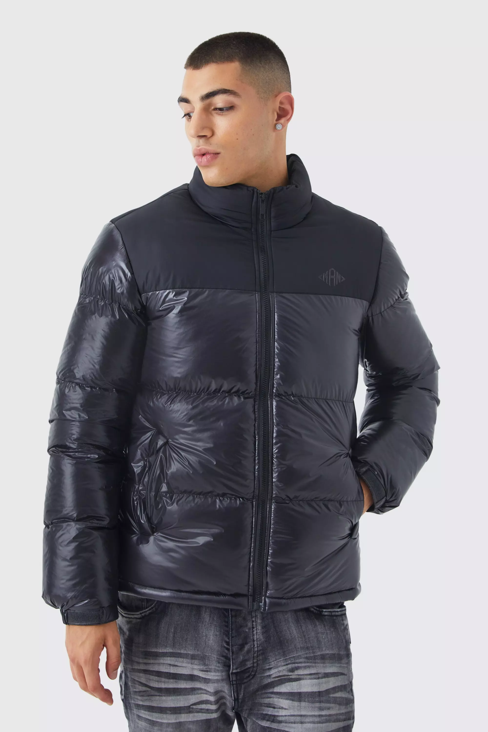 Boohooman high best sale shine puffer jacket