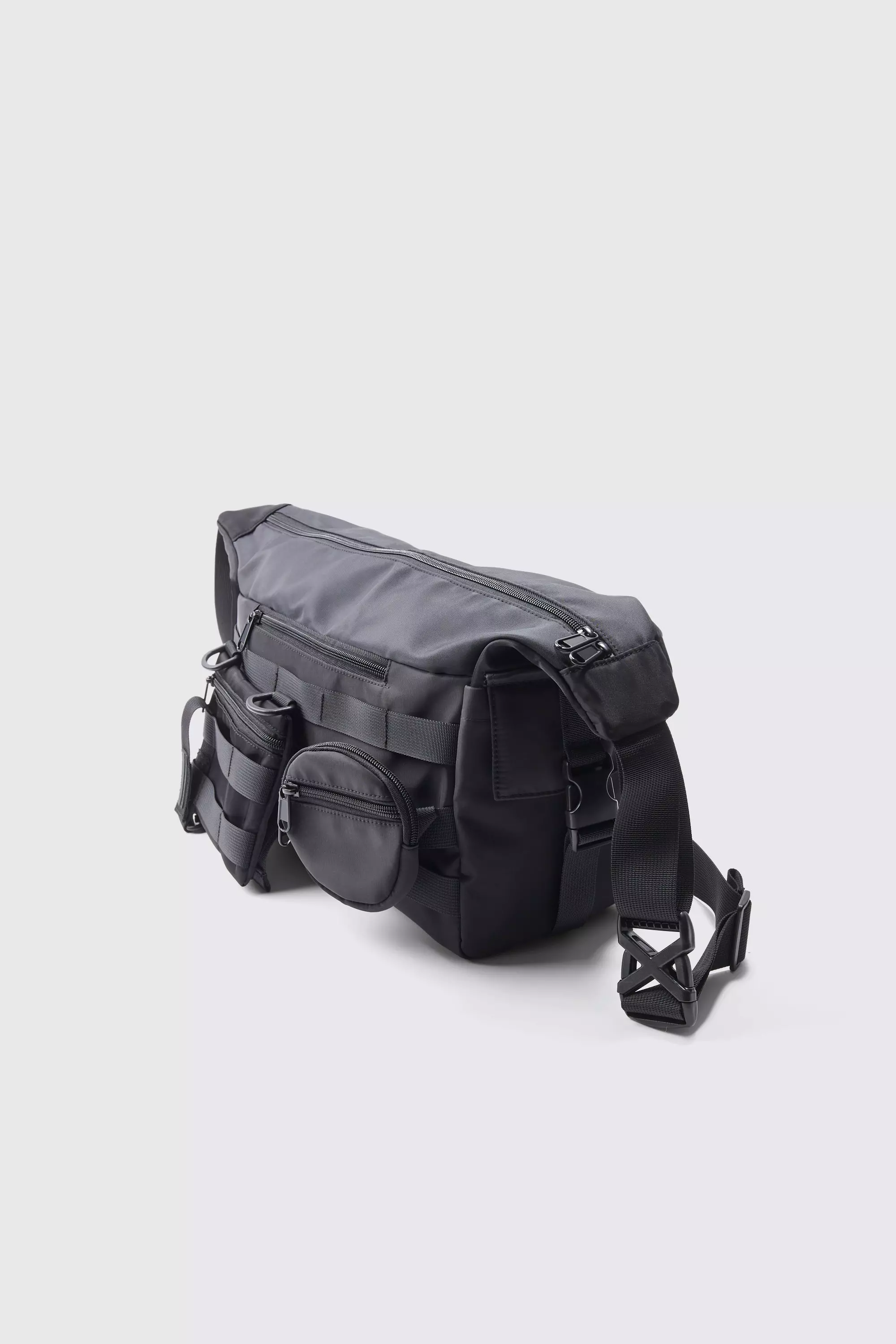 Multi Pocket Nylon Utility Swing Bag boohooMAN UK