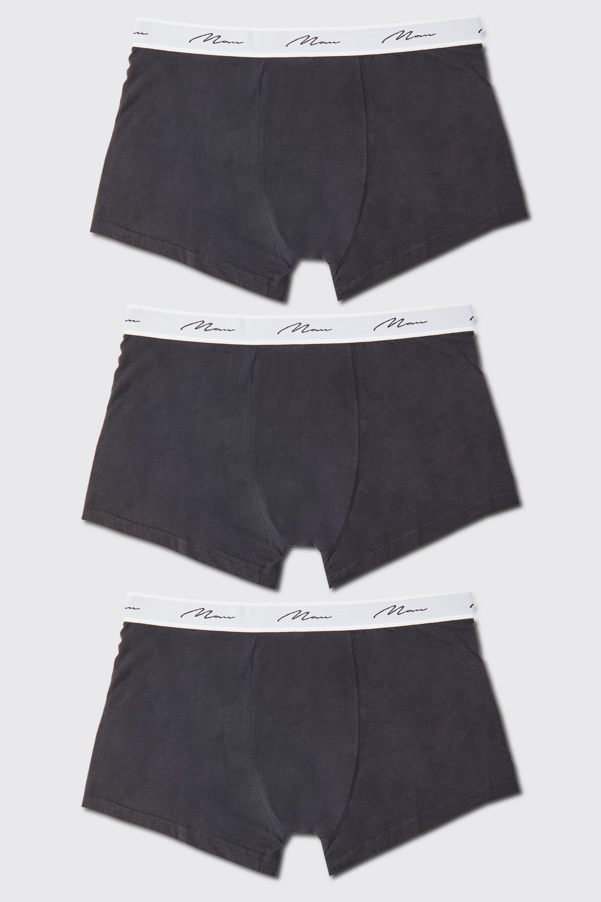 Mens Black Plus 3 Pack Man Signature Trunks, Black