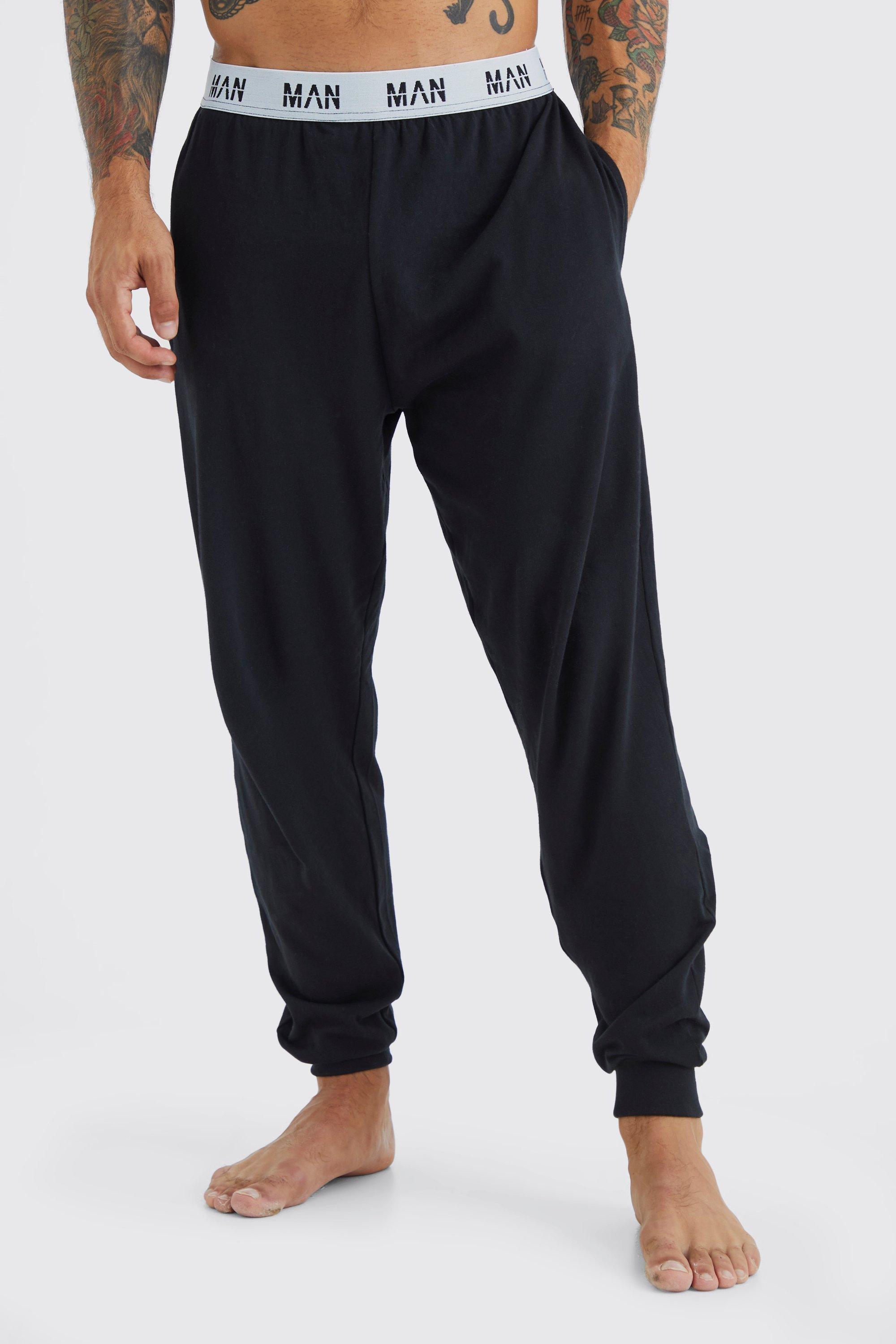 Mens Black Man Loungewear Joggers, Black