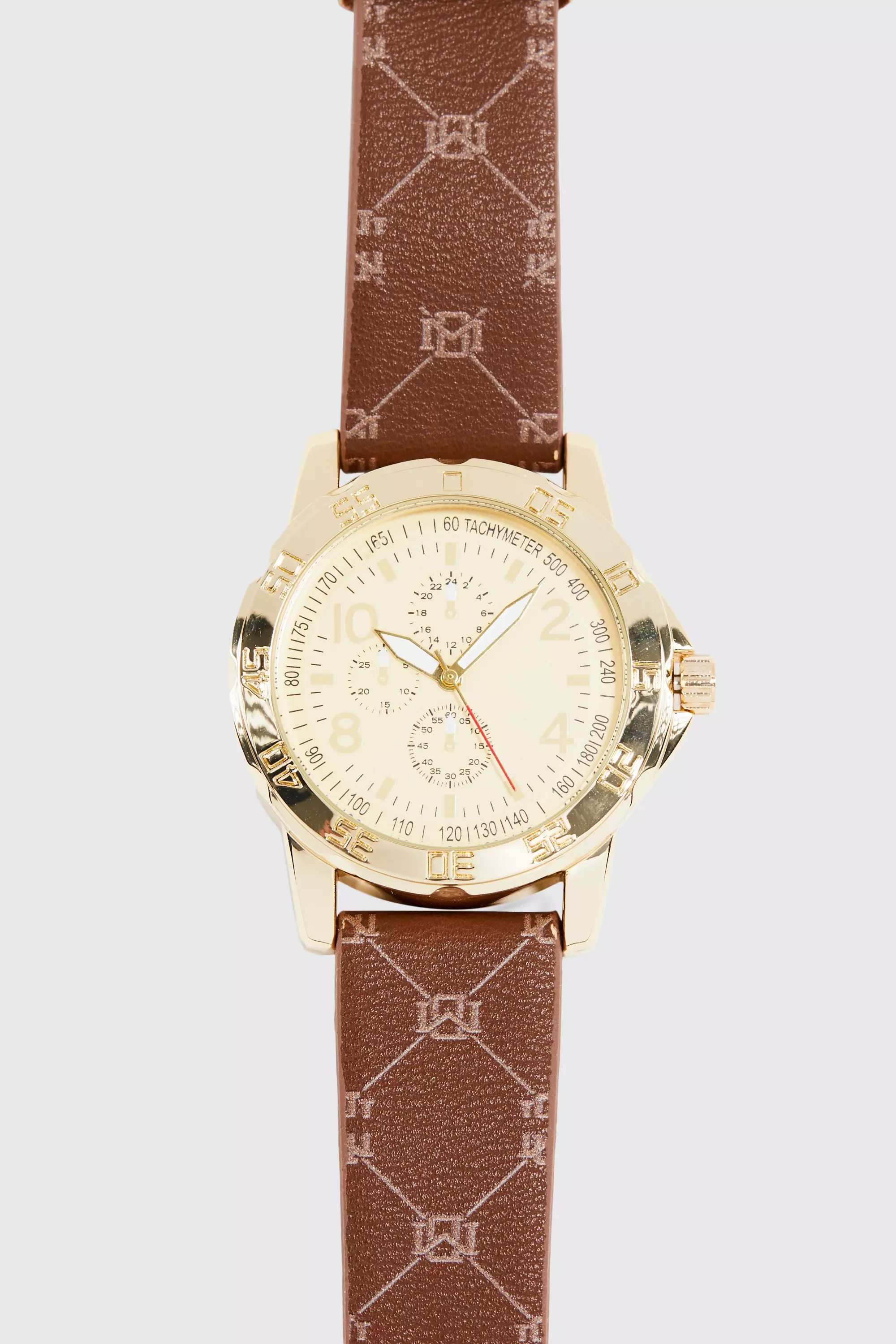 Watch With Faux Leather Print Strap