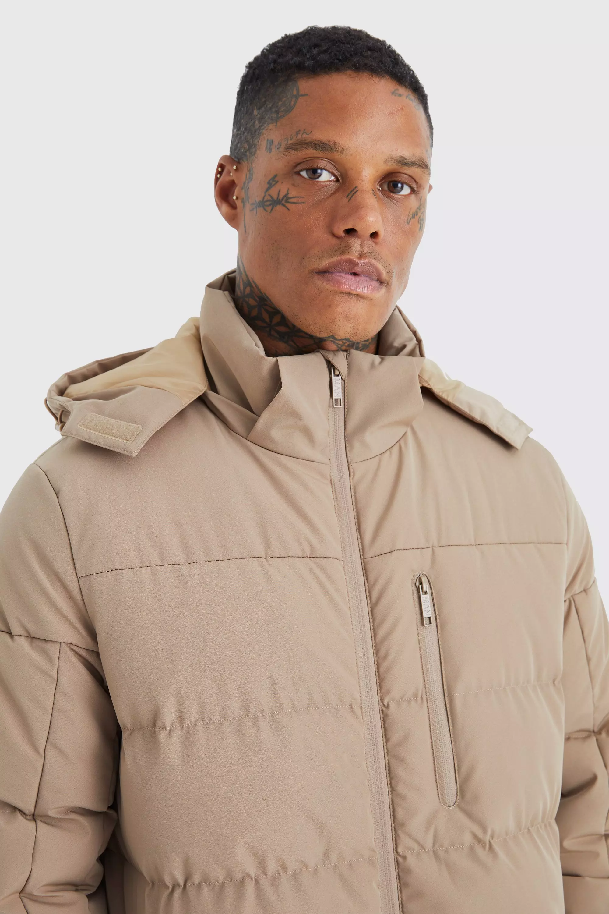 Longline Quilted Puffer With Hood