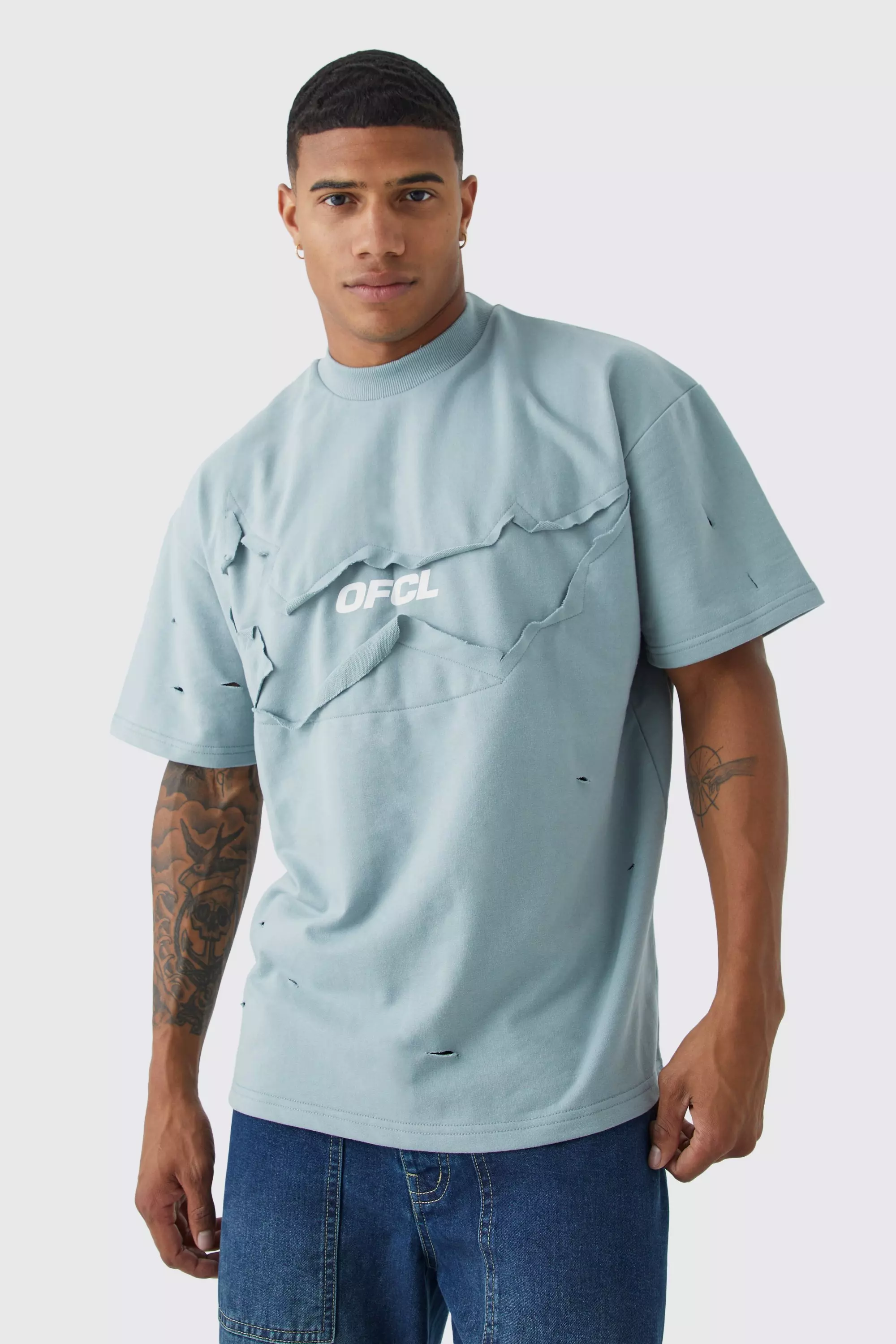 Oversized Washed Dove Graphic T-Shirt