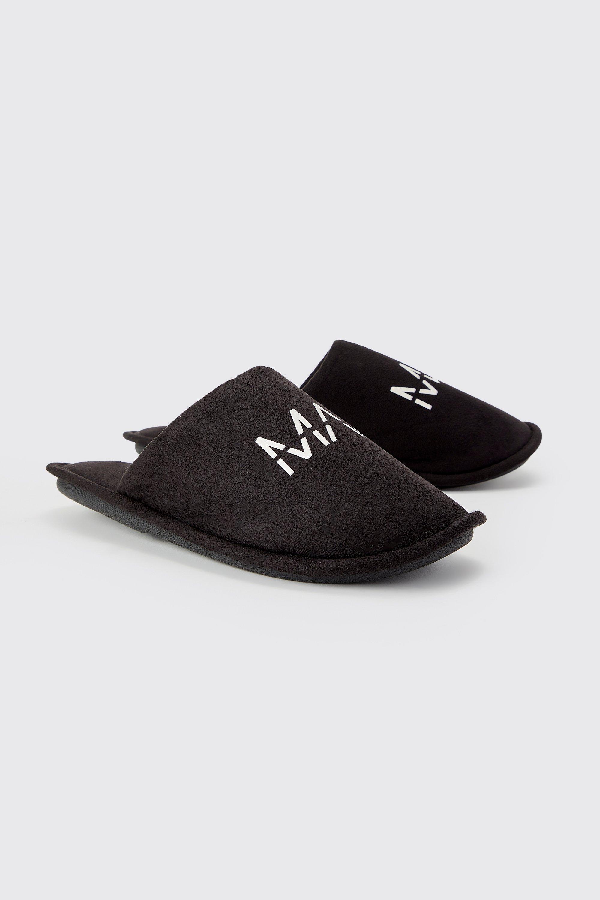 Mens Black Original Man Velour Slipper, Black