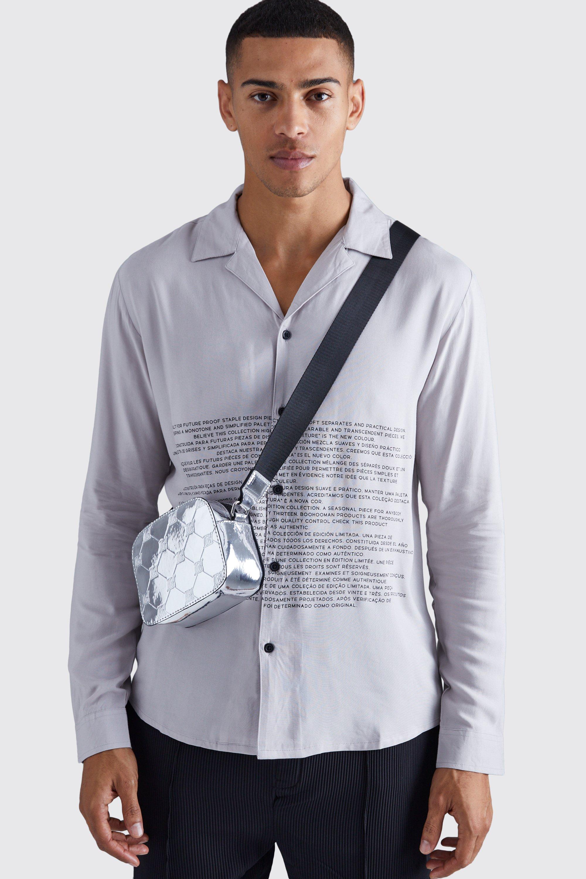 men's metallic debossed pattern smart box bag - grey - one size, grey