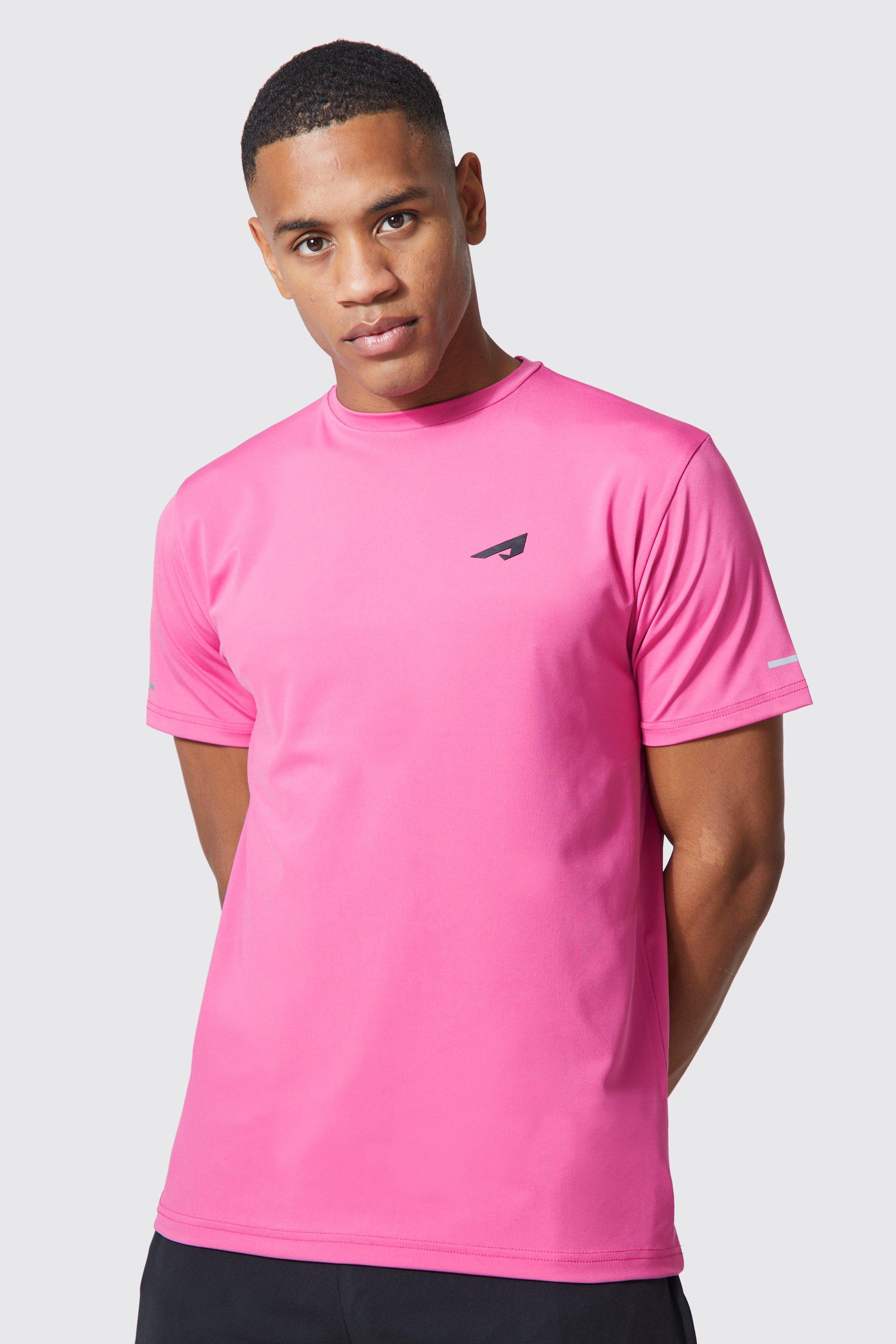 Mens Pink Active Logo Performance T-shirt, Pink