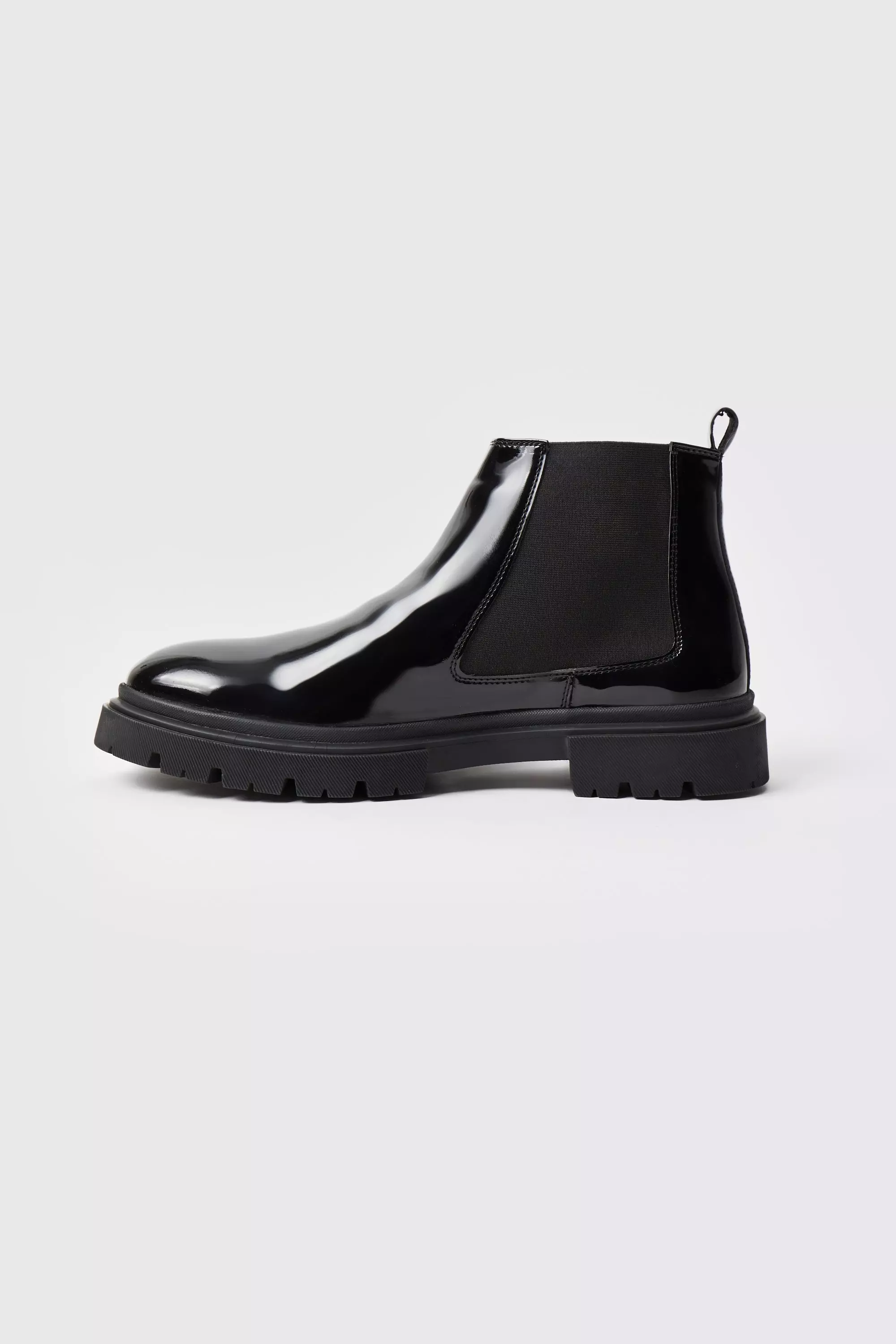 Ladies black patent outlet chelsea boots