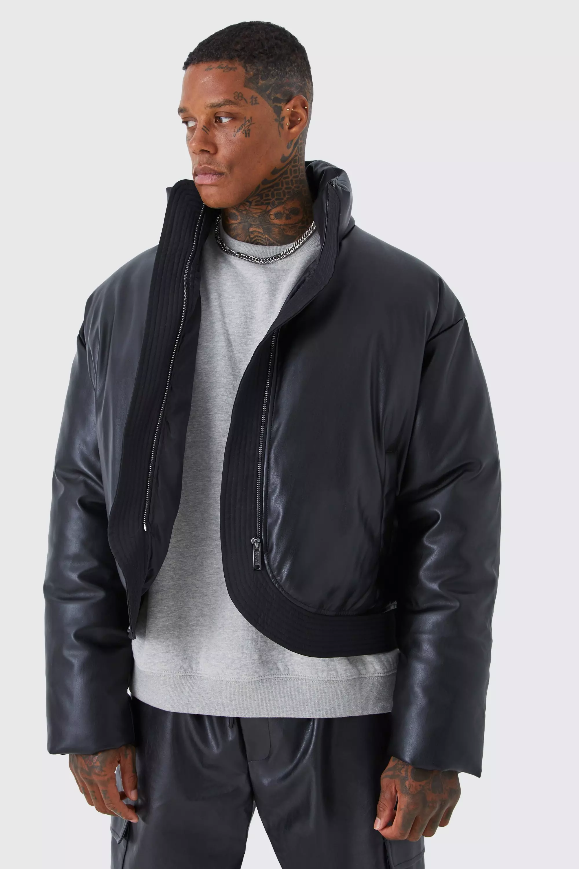 Oversized puffer jacket with on sale taping