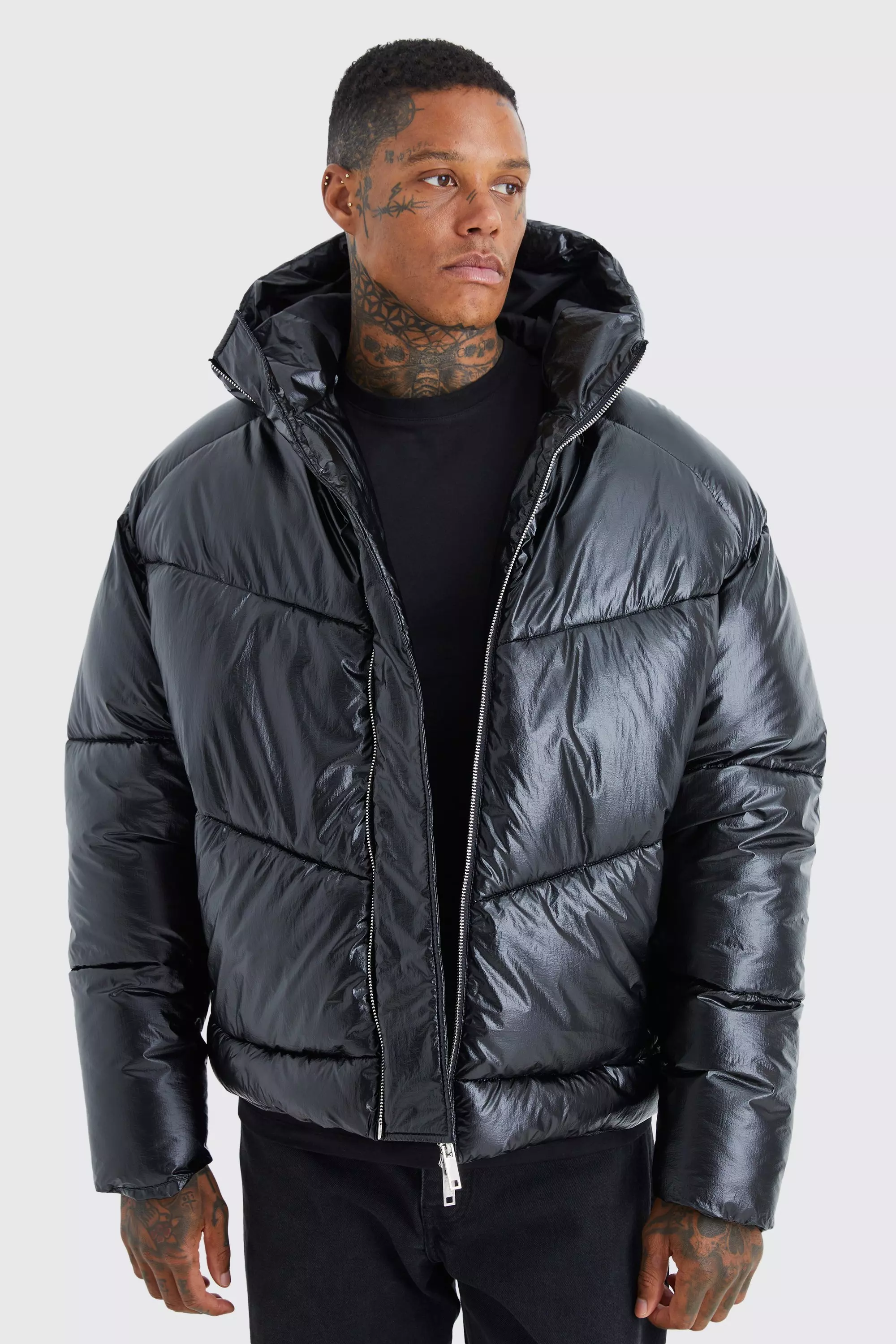 Boohooman high cheap shine puffer jacket