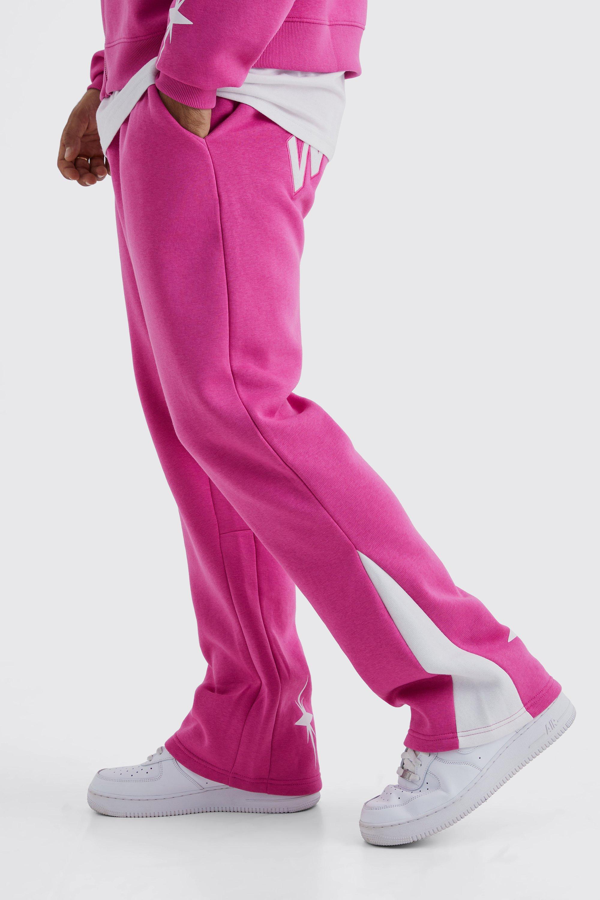 Image of Pantaloni tuta Worldwide con inserti a stella, Pink