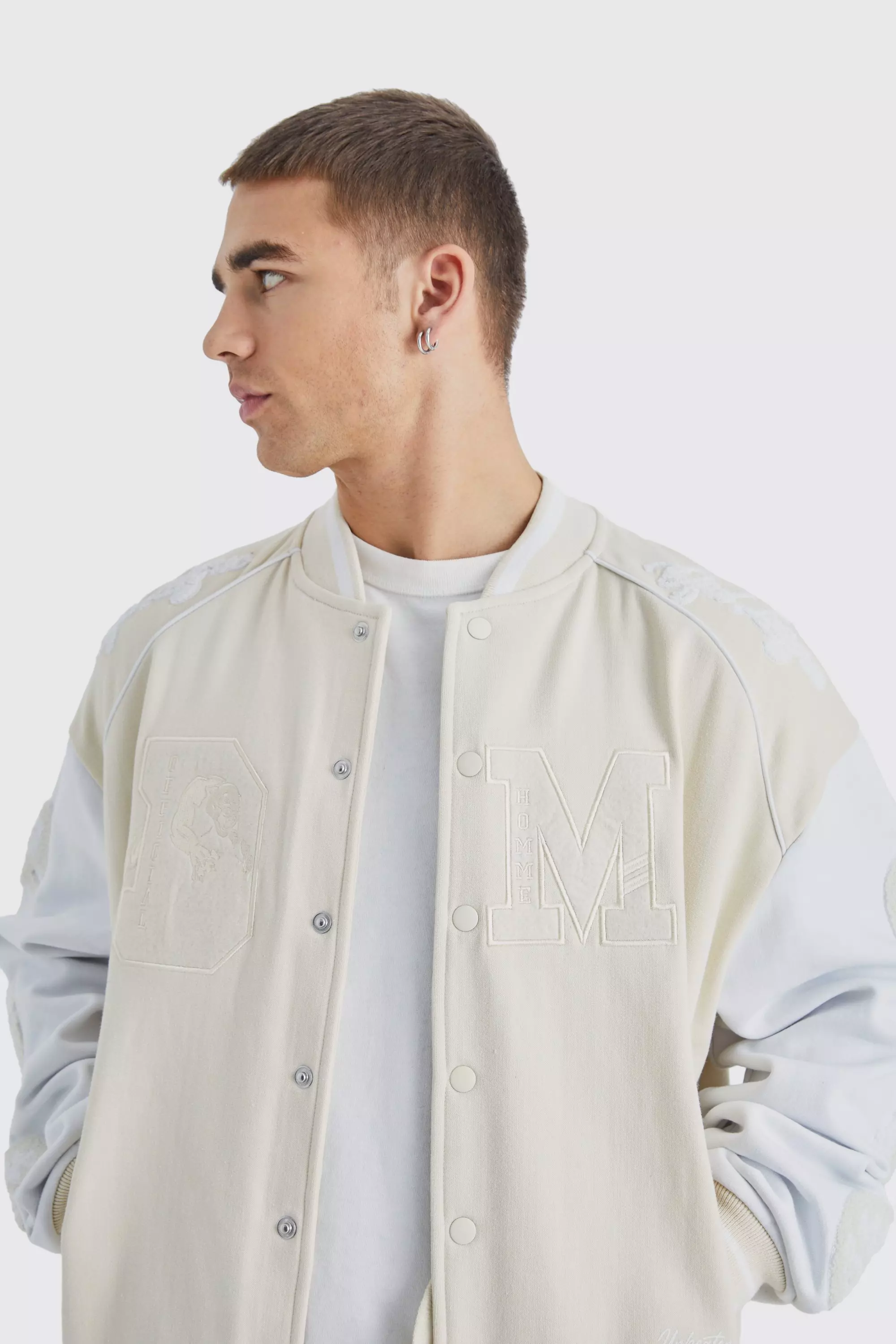 Oversized Boxy Jersey Varsity Jacket