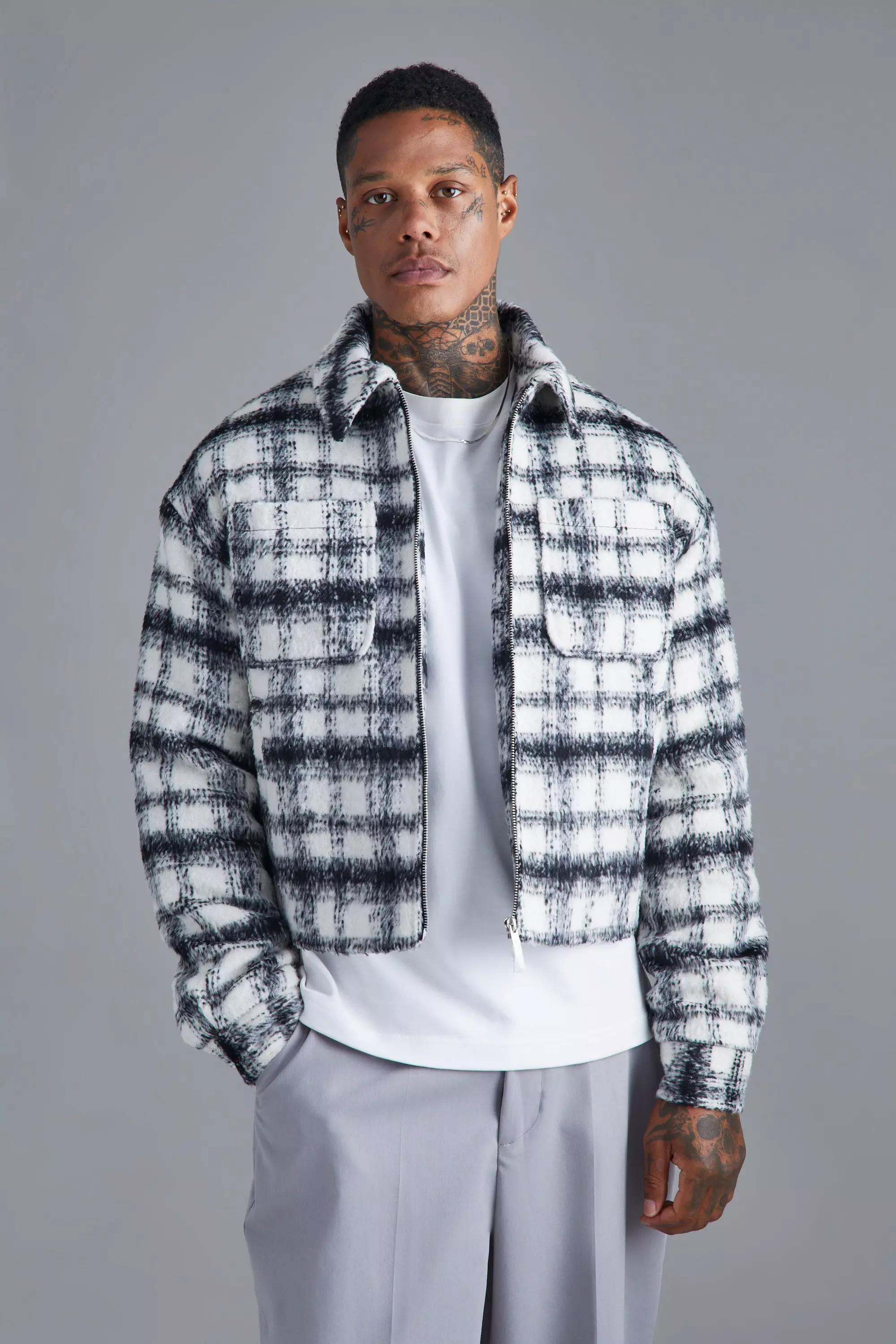 Mens checked padded on sale jacket